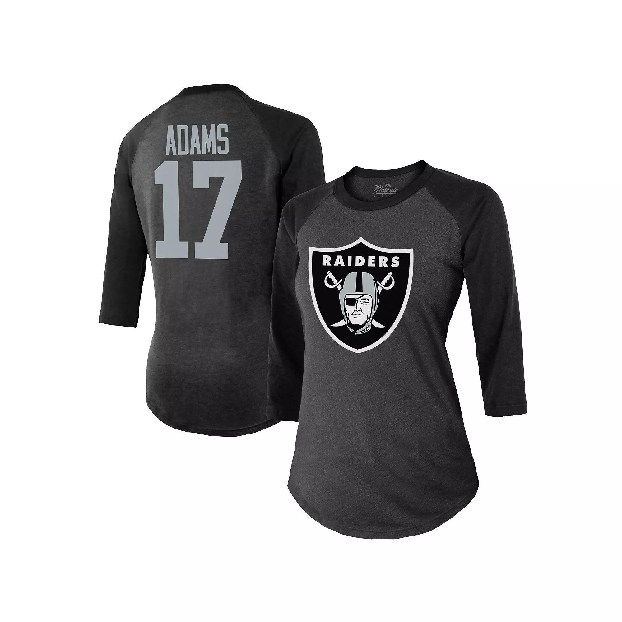 Women's Majestic Threads Davante Adams Black Las Vegas Raiders Player Name & Number Raglan 3/4-Sleeve T-Shirt, Size: Small, Lvr Black Product Image