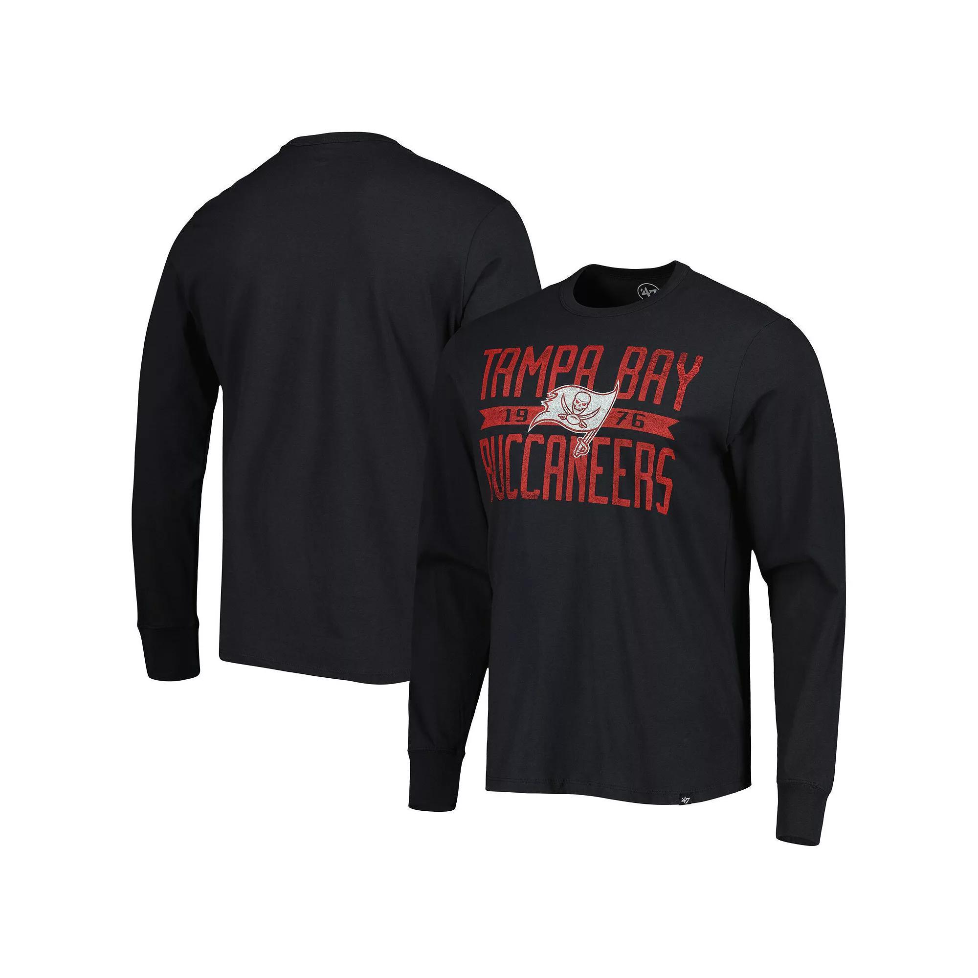 Men's '47 Black Tampa Bay Buccaneers Brand Wide Out Franklin Long Sleeve T-Shirt, Size: Medium Product Image