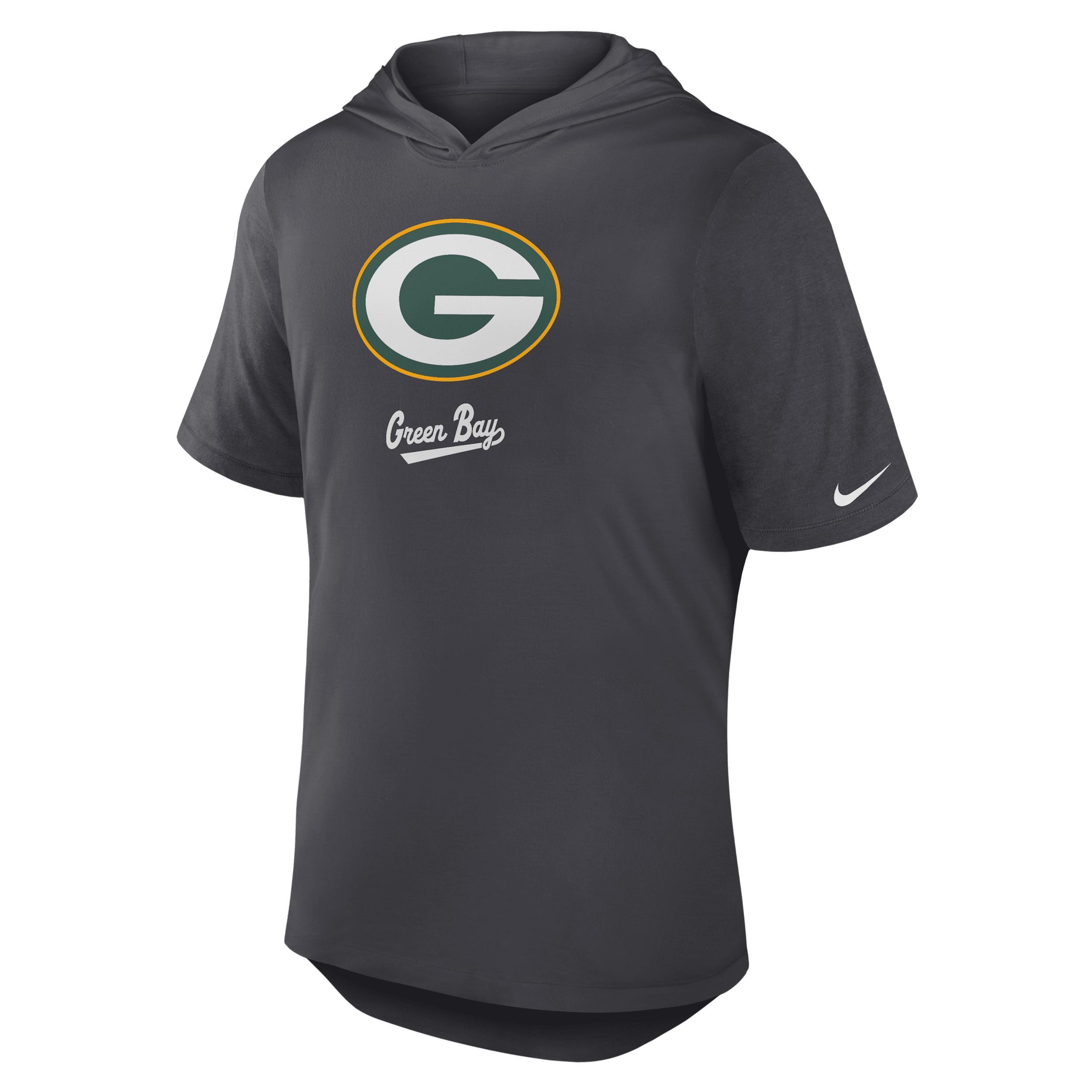 Men's Nike Anthracite Green Bay Packers Tri-Blend Performance Hoodie T-Shirt, Size: Large, Grey Product Image