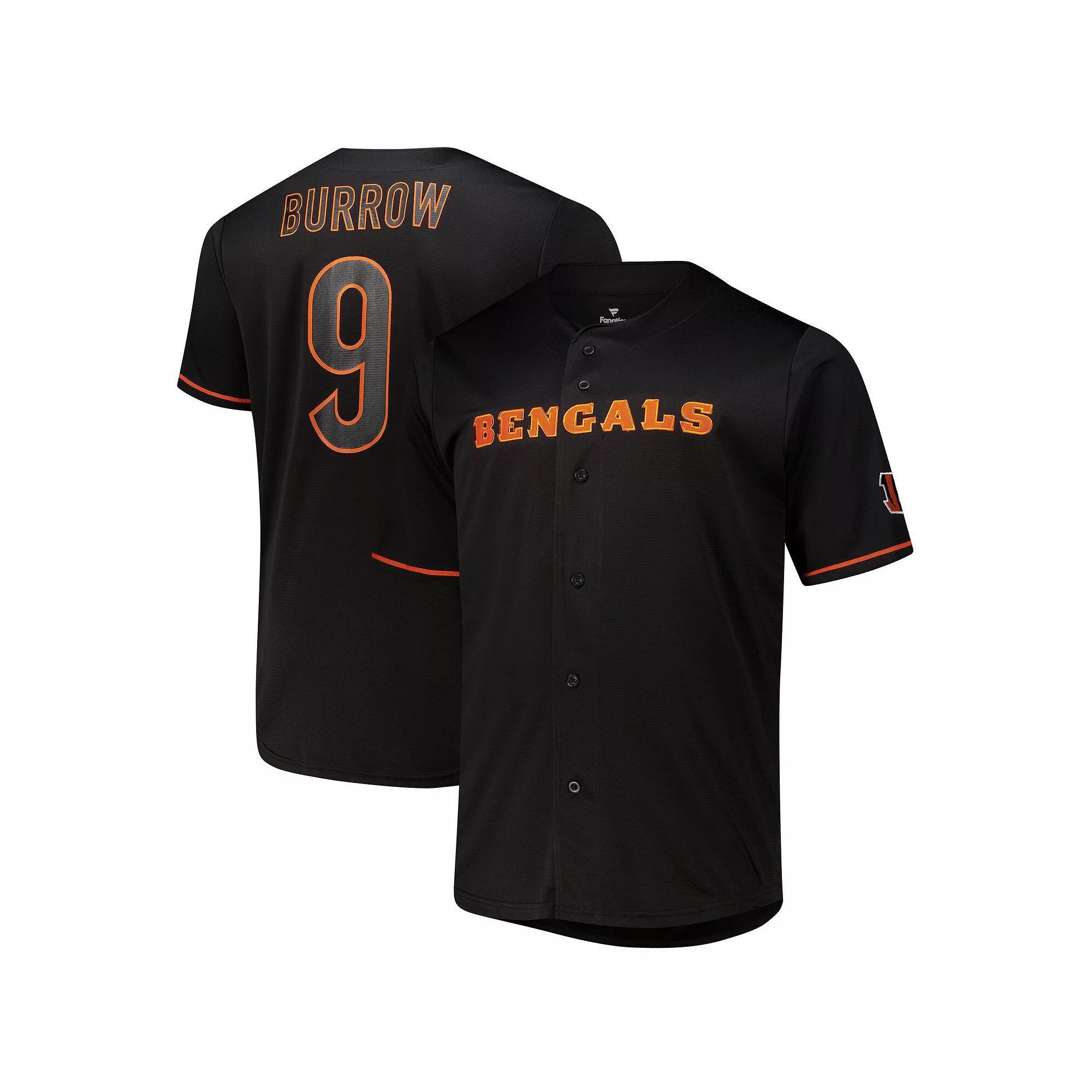Men's Fanatics Joe Burrow Black Cincinnati Bengals Big & Tall Baseball Button-Up Shirt, Size: 3XLT Product Image