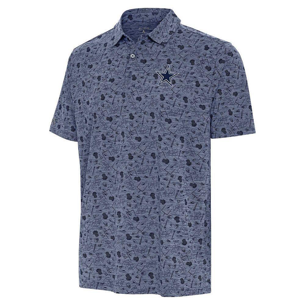 Men's Antigua Heather Navy Dallas Cowboys Relentless Polo, Size: Small, Blue Product Image