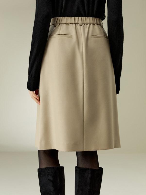 A-Line Wool Silk Blend Skirt Product Image