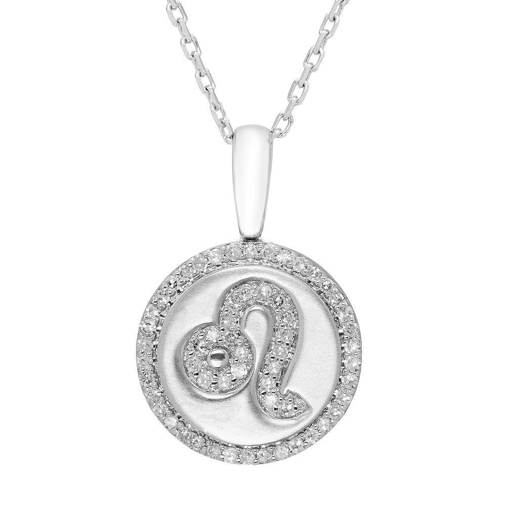 It's Personal Sterling Silver 1/6 Carat T.W. Diamond Zodiac Sign Necklace, Women's, Size: 16-18" ADJ, Cancer Product Image