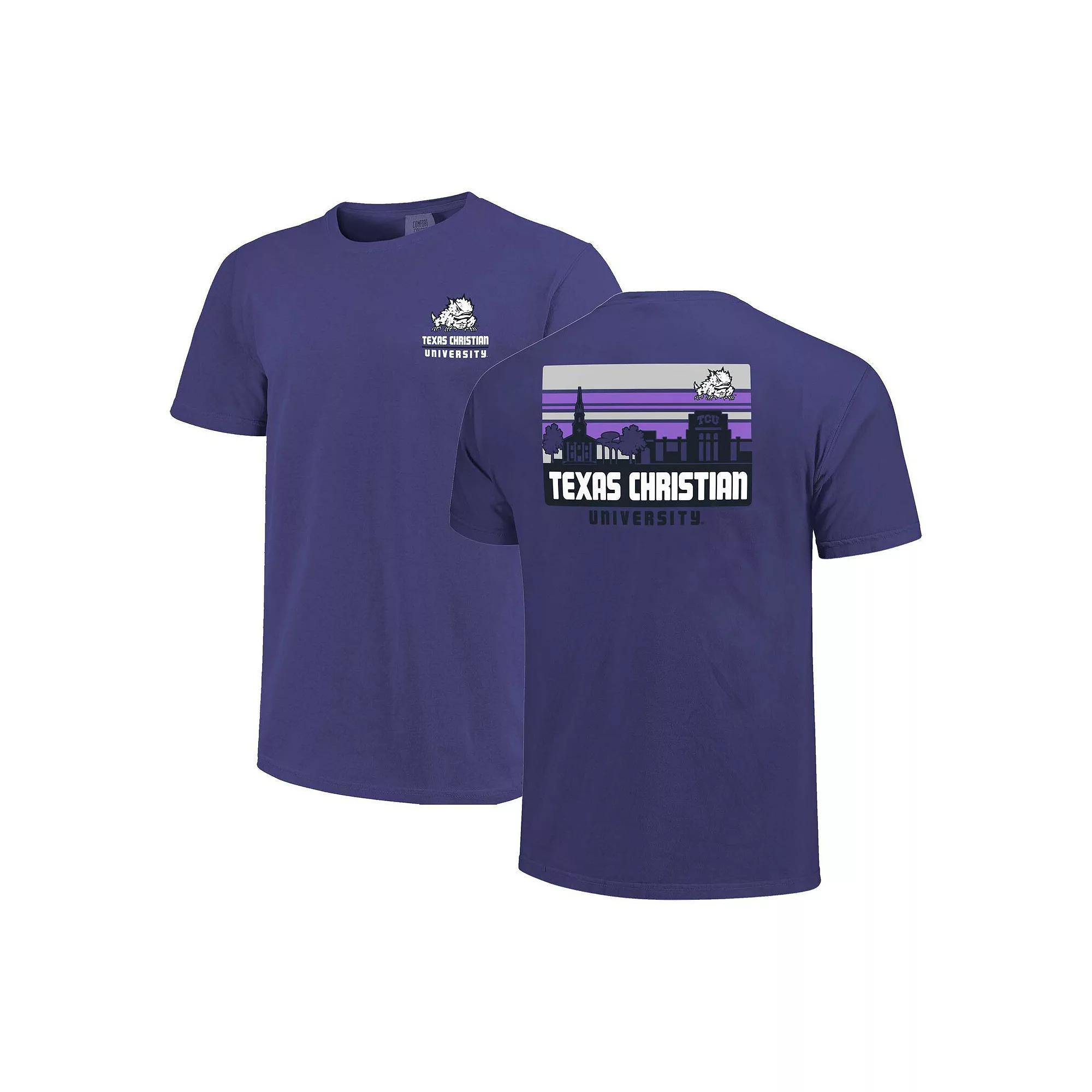 Men's Purple TCU Horned Frogs Striped Campus Skyline T-Shirt, Size: Medium Product Image