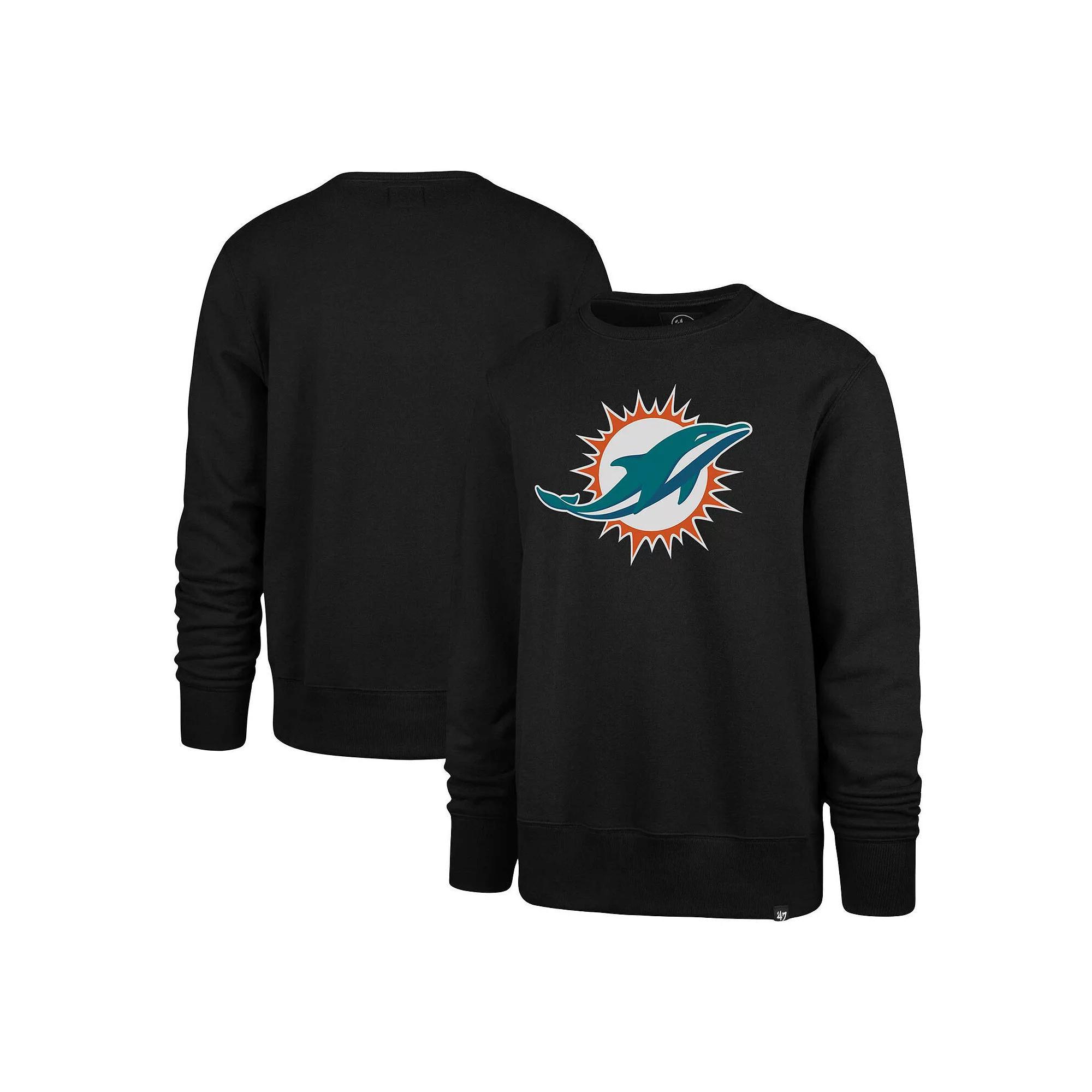 Men's '47 Black Miami Dolphins Imprint Headline Pullover Sweatshirt, Size: Medium Product Image