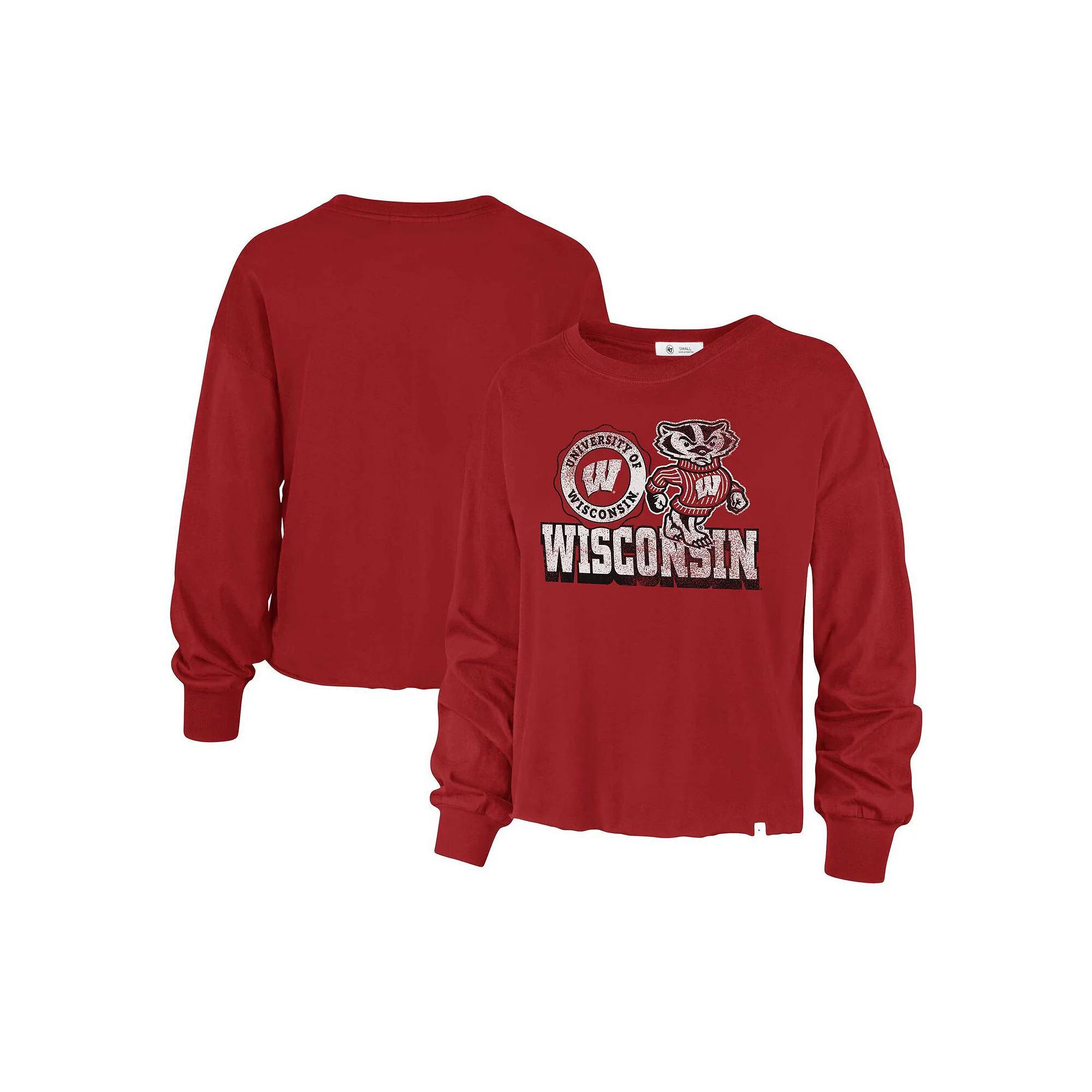 Women's '47 Red Wisconsin Badgers Bottom Line Parkway Long Sleeve T-Shirt, Size: Small Product Image