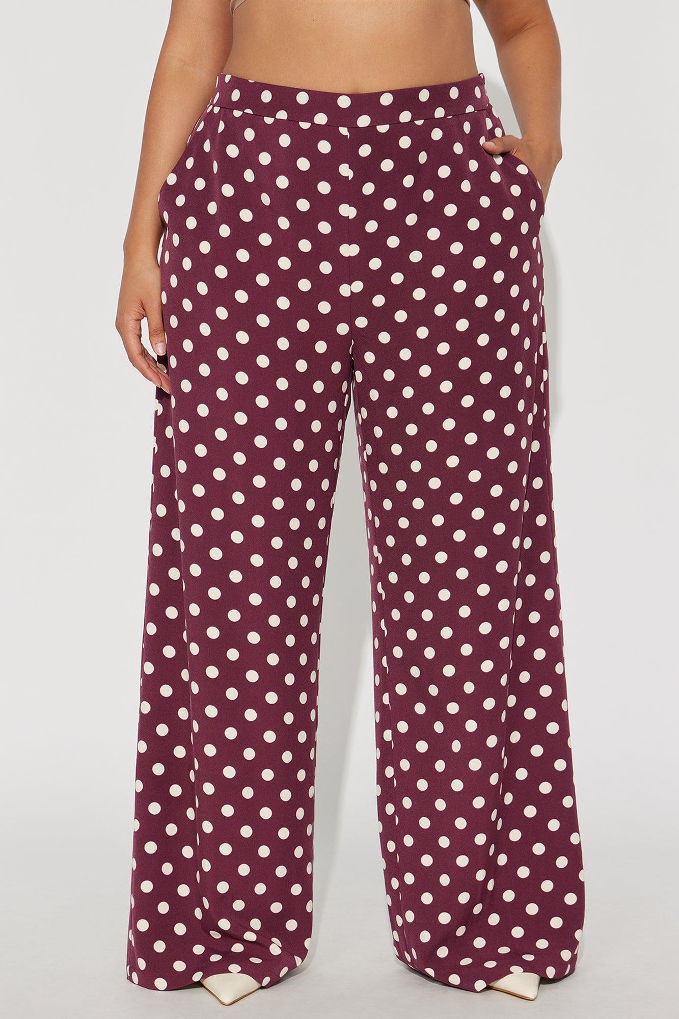 Lucelia Polka Dot Trouser Pant - Burgundy/combo Product Image