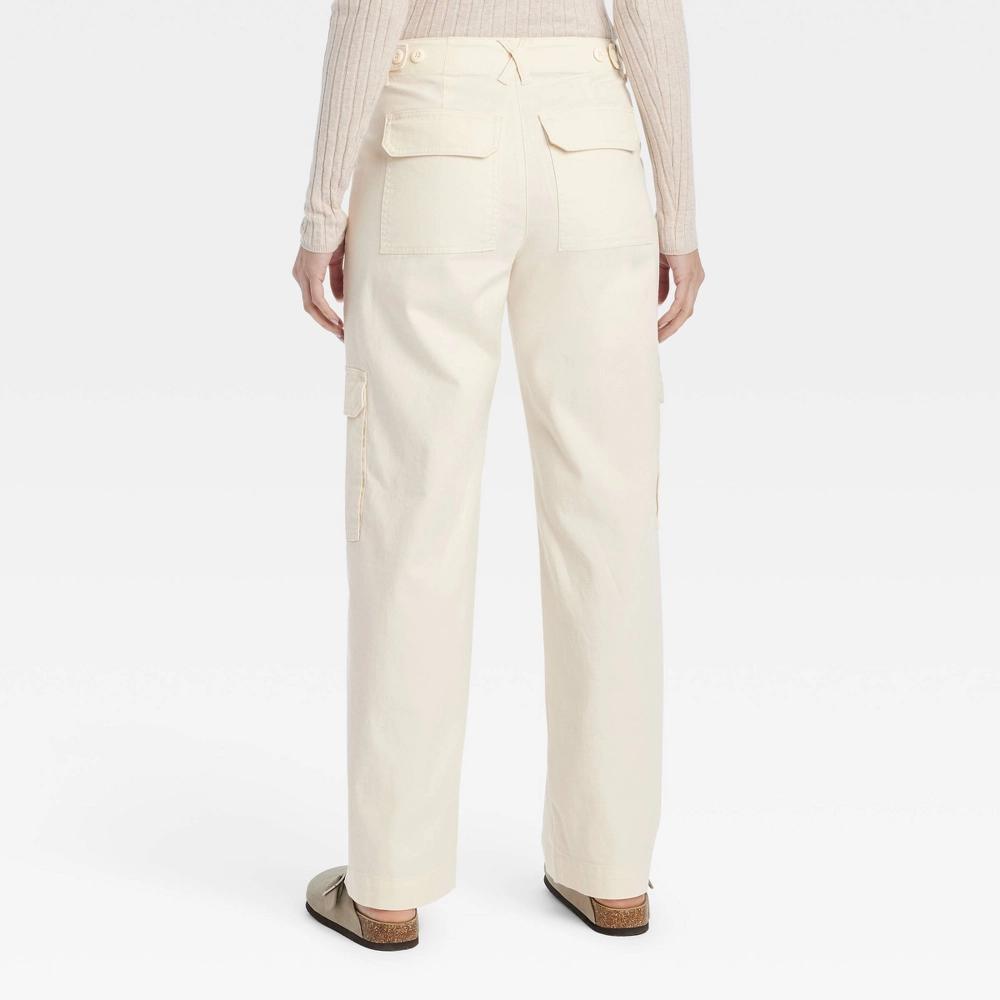 Women's Mid-Rise Utility Cargo Pants - Universal Thread™ Cream 8 Long Product Image