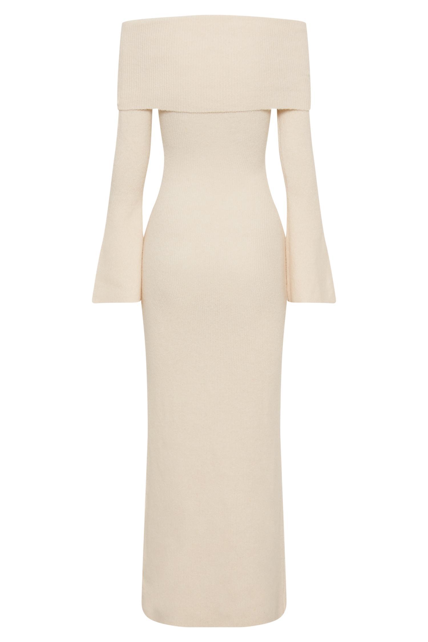 Katherine Off Shoulder Knit Maxi Dress - Ivory Product Image