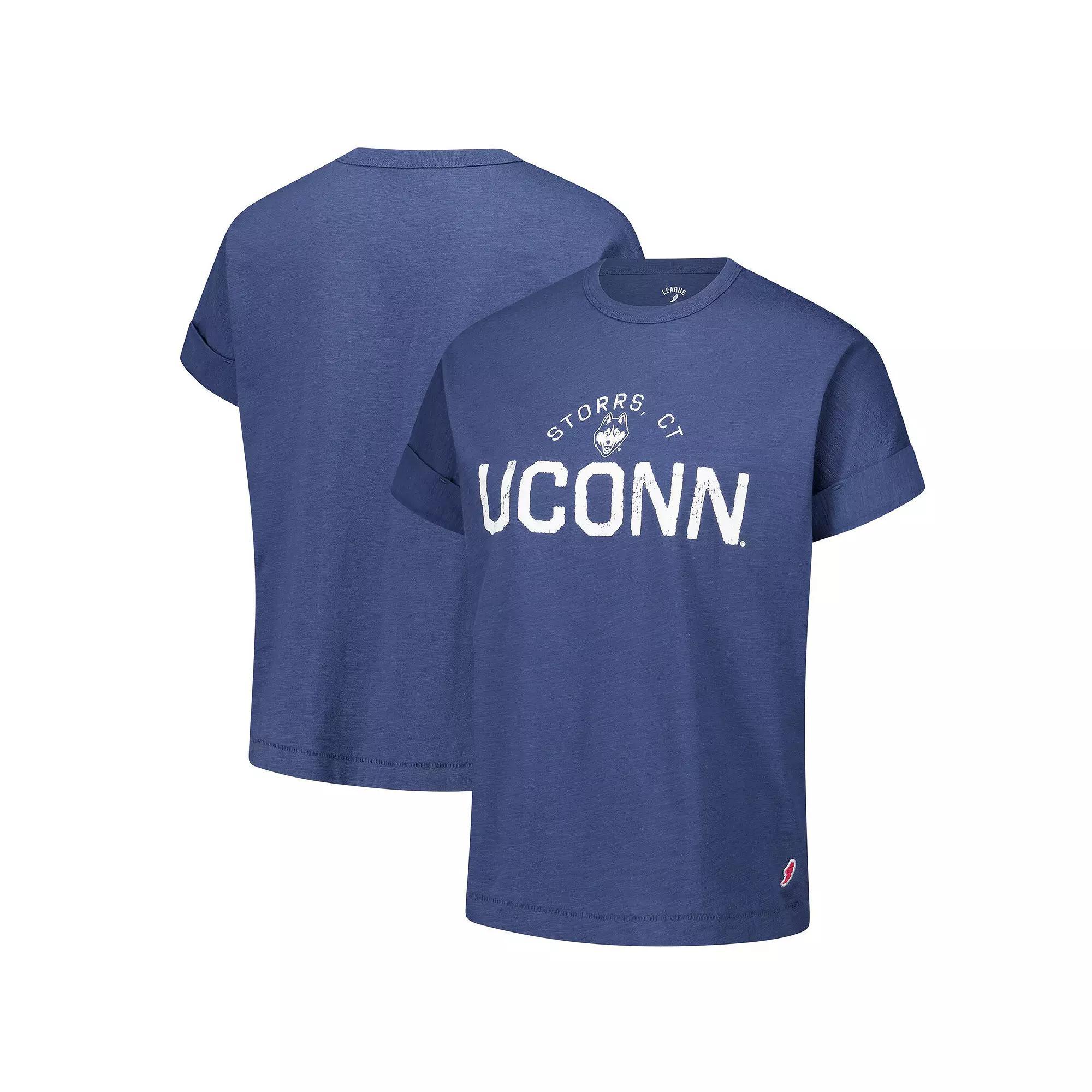 Women's League Collegiate Wear Navy UConn Huskies Slub Rolled Cuff T-Shirt, Size: XL, Blue Product Image