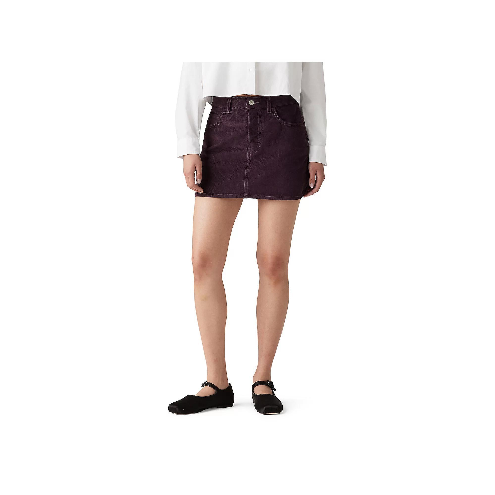 Women's Levi's® A-Line Button Front Mini Skirt, Size: 31(US 12)Medium, Purple Perfect Cord Product Image