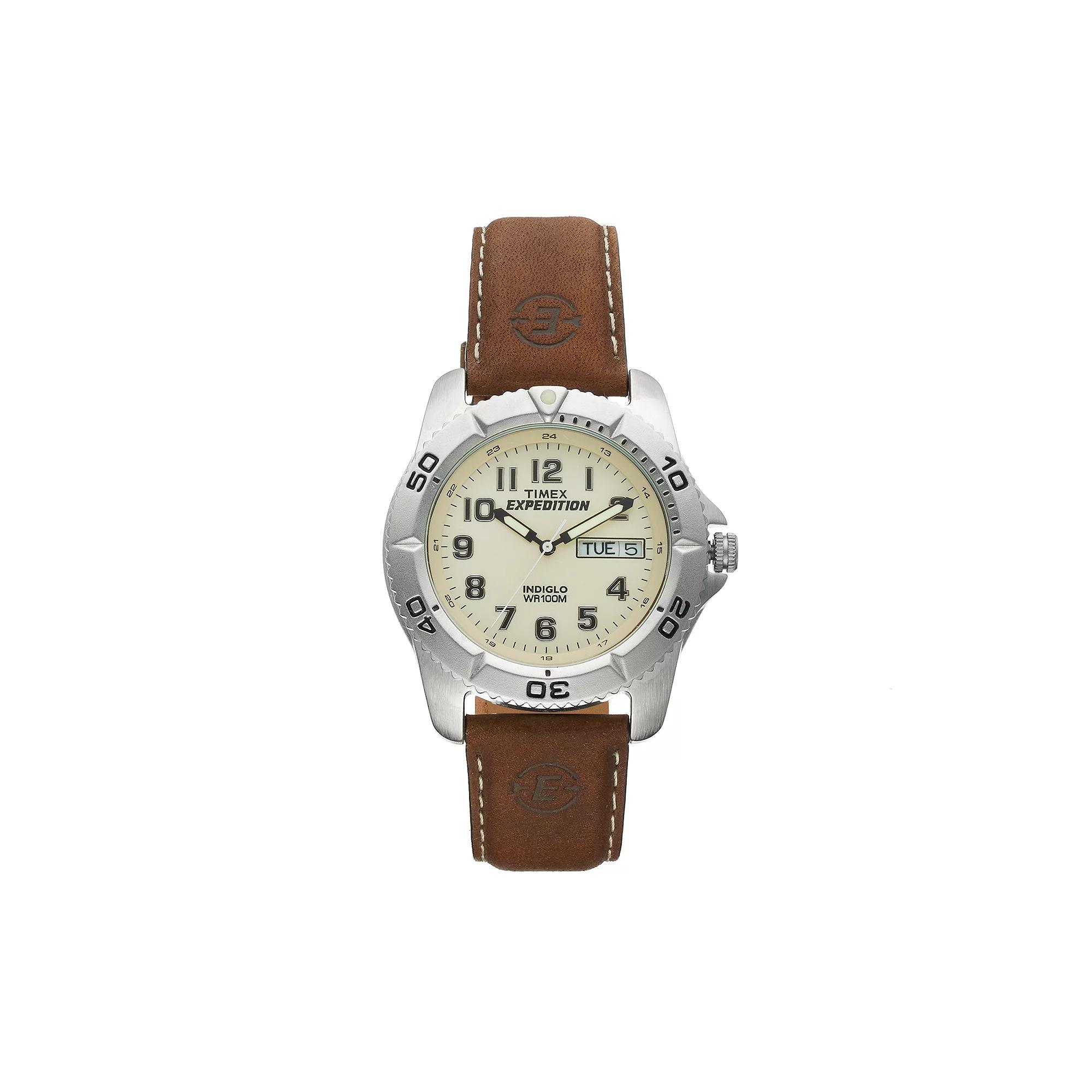 Timex® Men's Expedition Leather Watch - T466819J, Brown Product Image