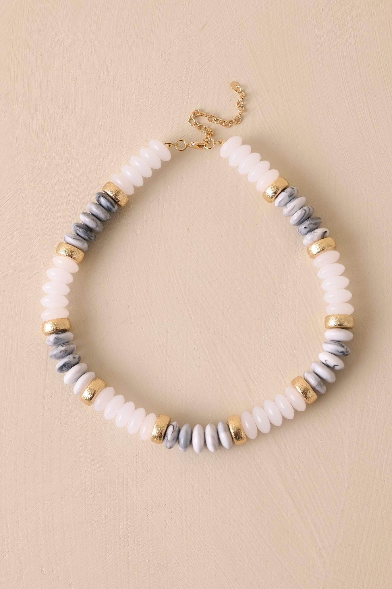 Clear As Day Ivory & Gold Beaded Necklace Product Image