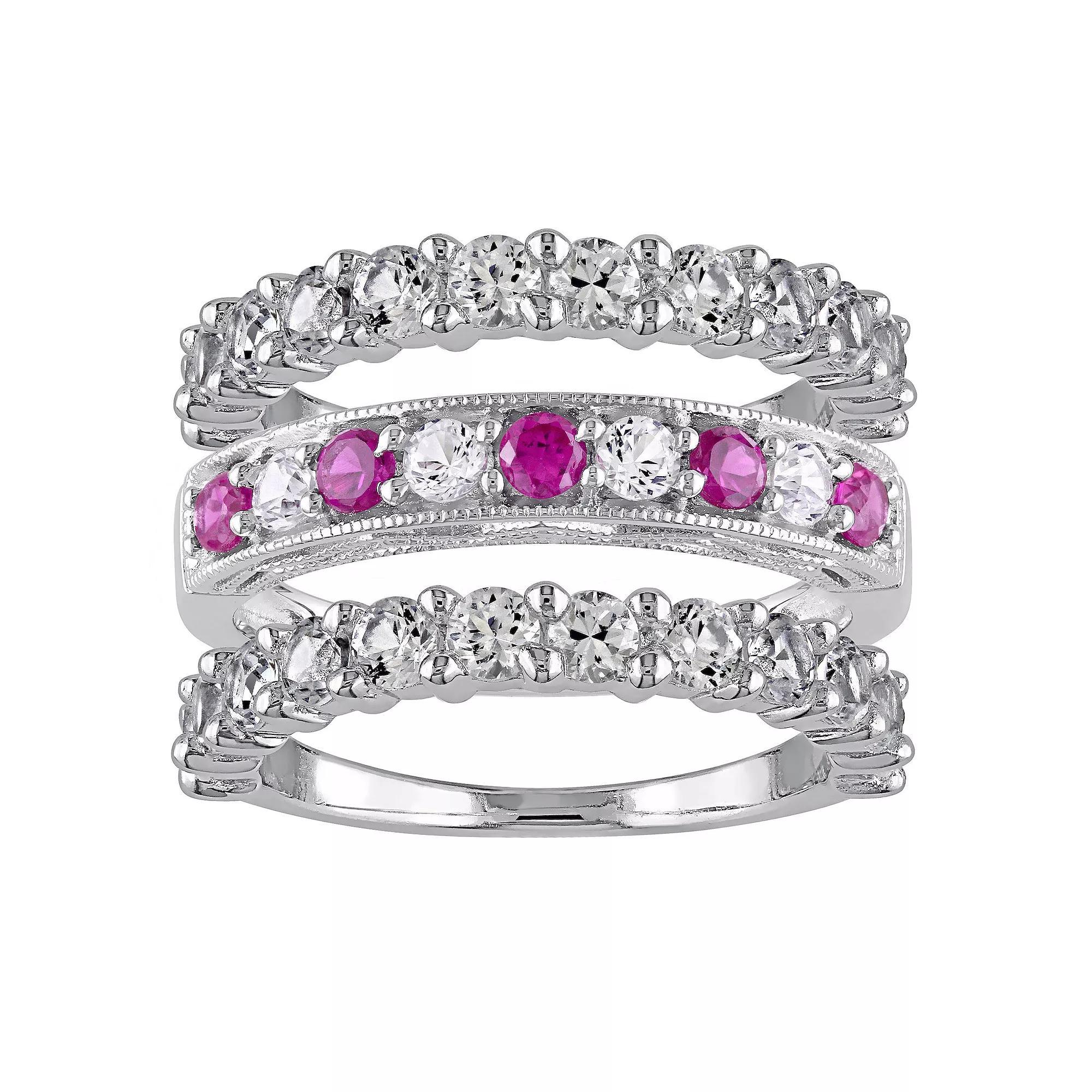 Stella Grace Sterling Silver Lab-Created Ruby & Lab-Created White Sapphire Ring Set, Women's, Size: 5 Product Image