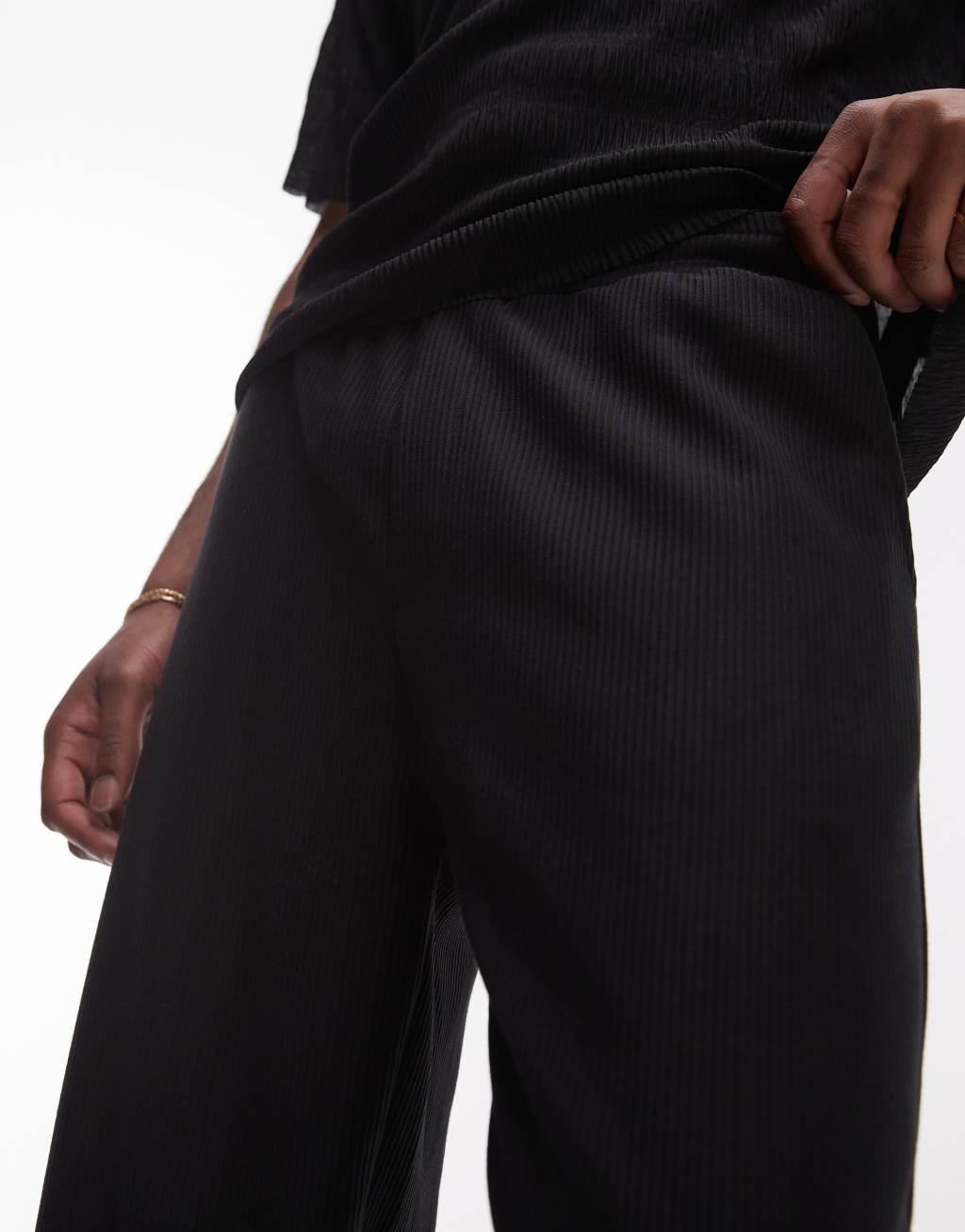 Topman straight leg ottoman sweatpants in black Product Image
