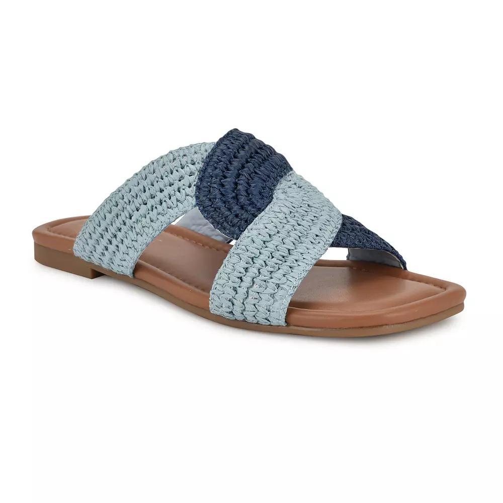 Nine West Quara Square Toe Flat Slip-On Women's Casual Sandals, Size: 8.5, Blue Product Image