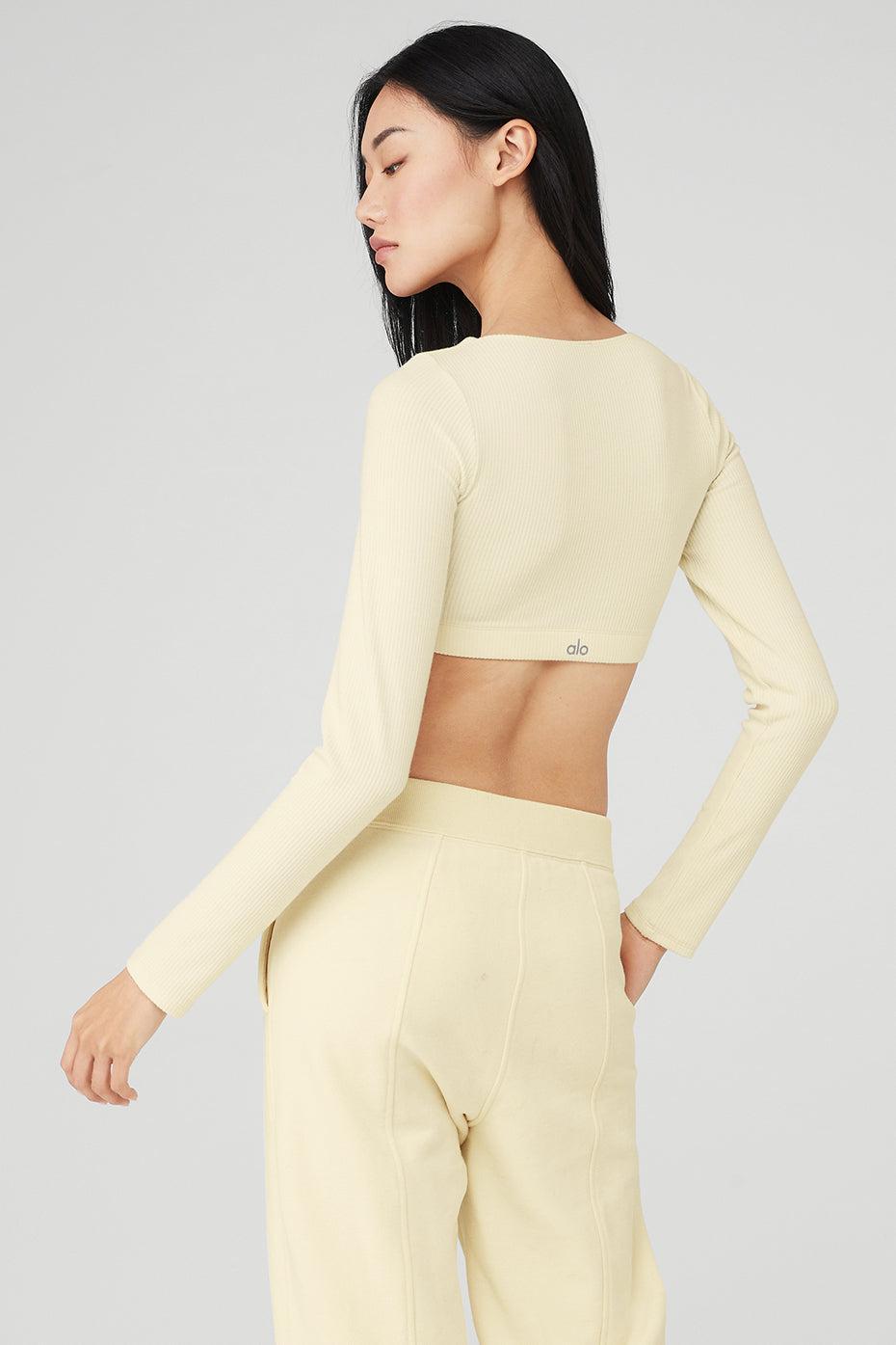 Alo Yoga | Ribbed Defined Long Sleeve Bra Yellow Product Image