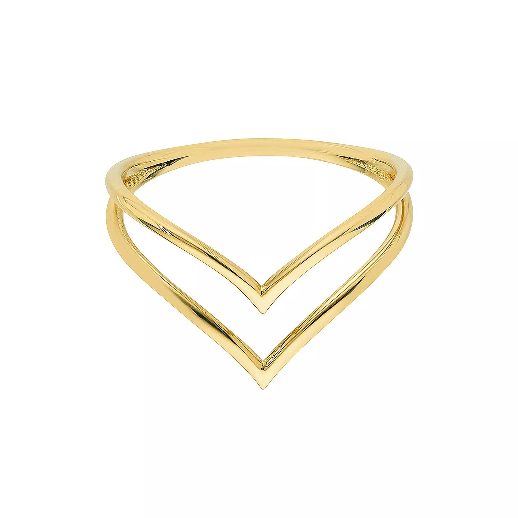 14k Gold Double Chevron Ring, Women's, Size: 6 Product Image