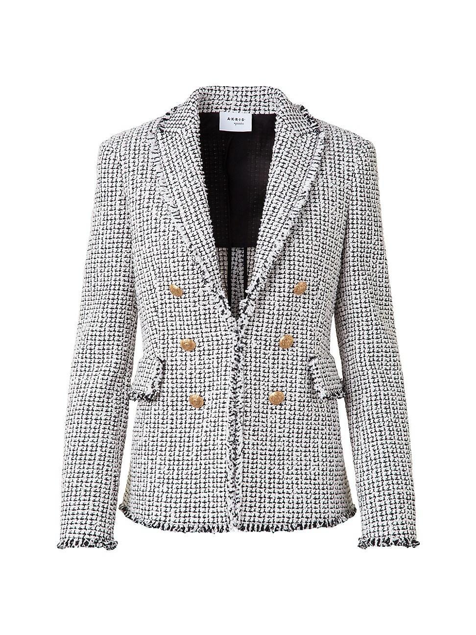 Womens Cotton-Blend Tweed Double-Breasted Blazer Product Image