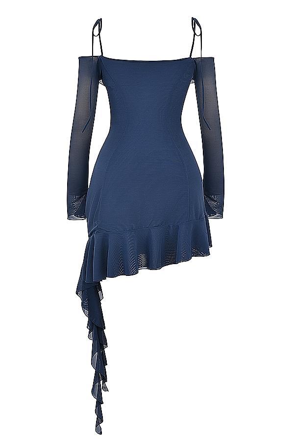 Kiki French Navy Ruffle Mini Dress Product Image