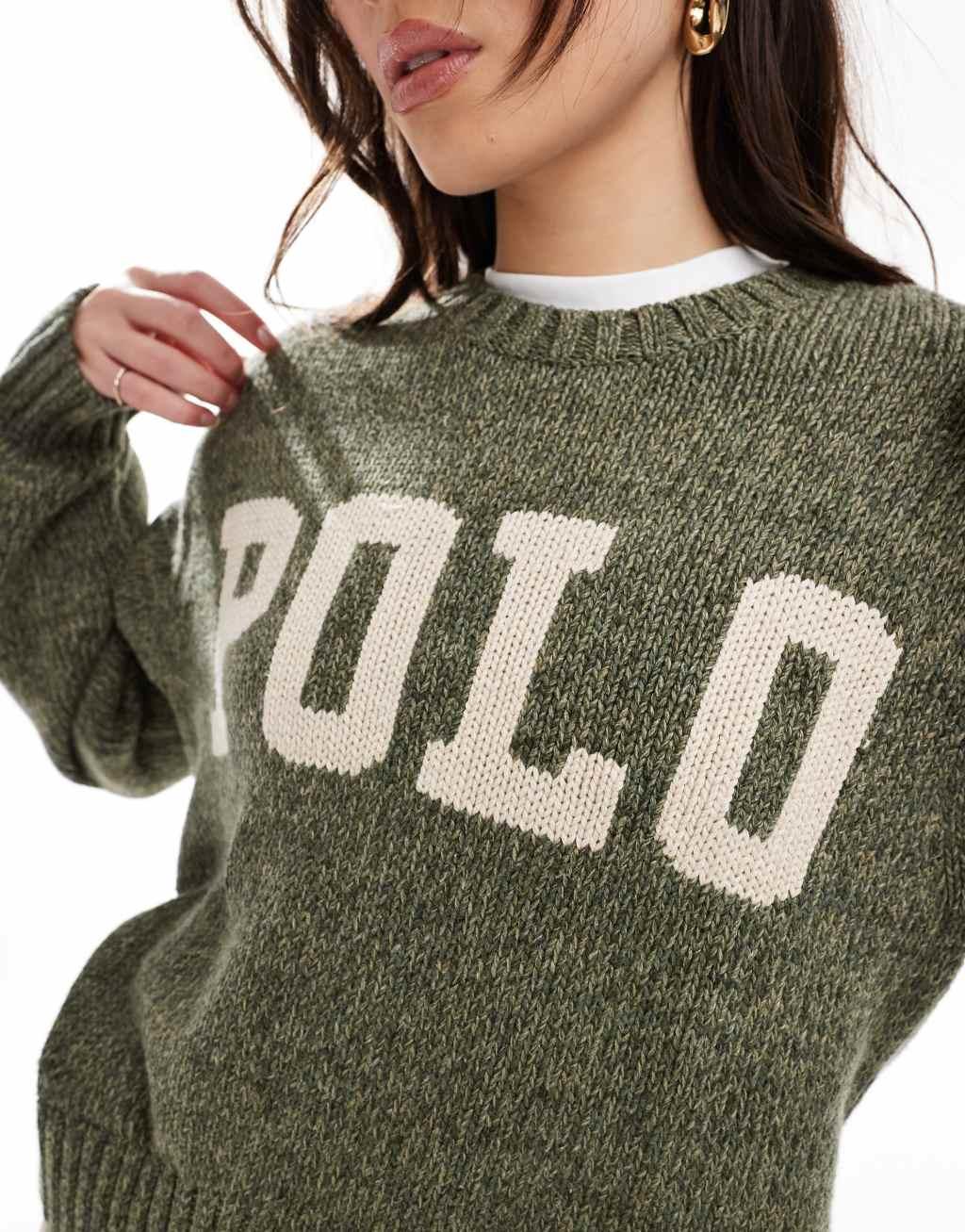 Polo Ralph Lauren logo sweater in green Product Image