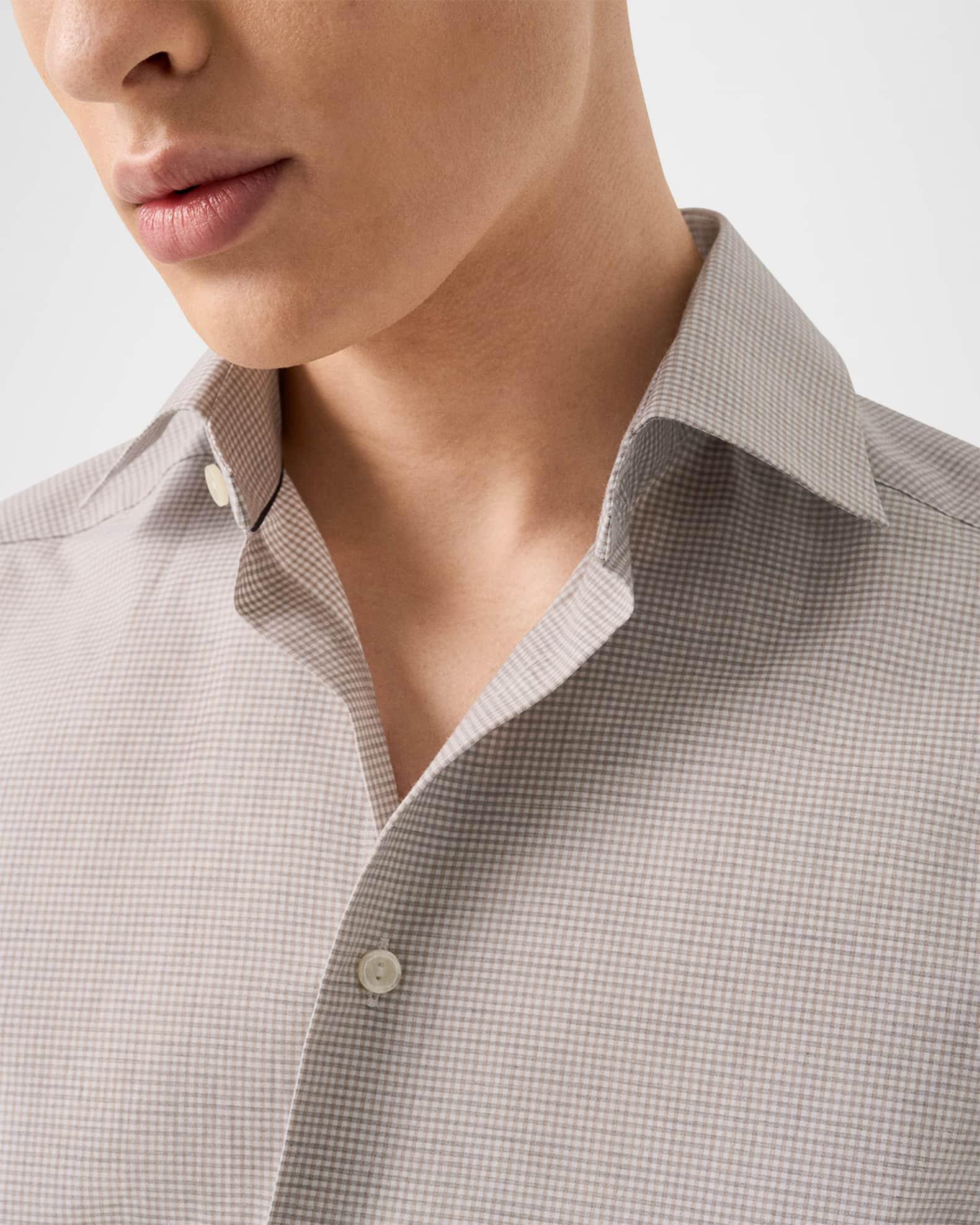 Men's Signature Twill Micro-Check Slim-Fit Dress Shirt Product Image