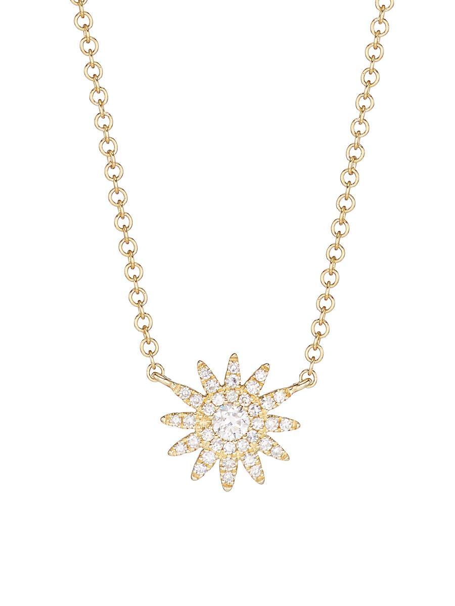 Womens 14K Yellow Gold & 0.15 TCW Diamond Starburst Pendant Necklace Product Image