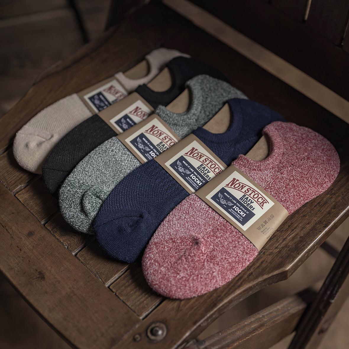 Colored Cotton No Show Socks - Navy Product Image