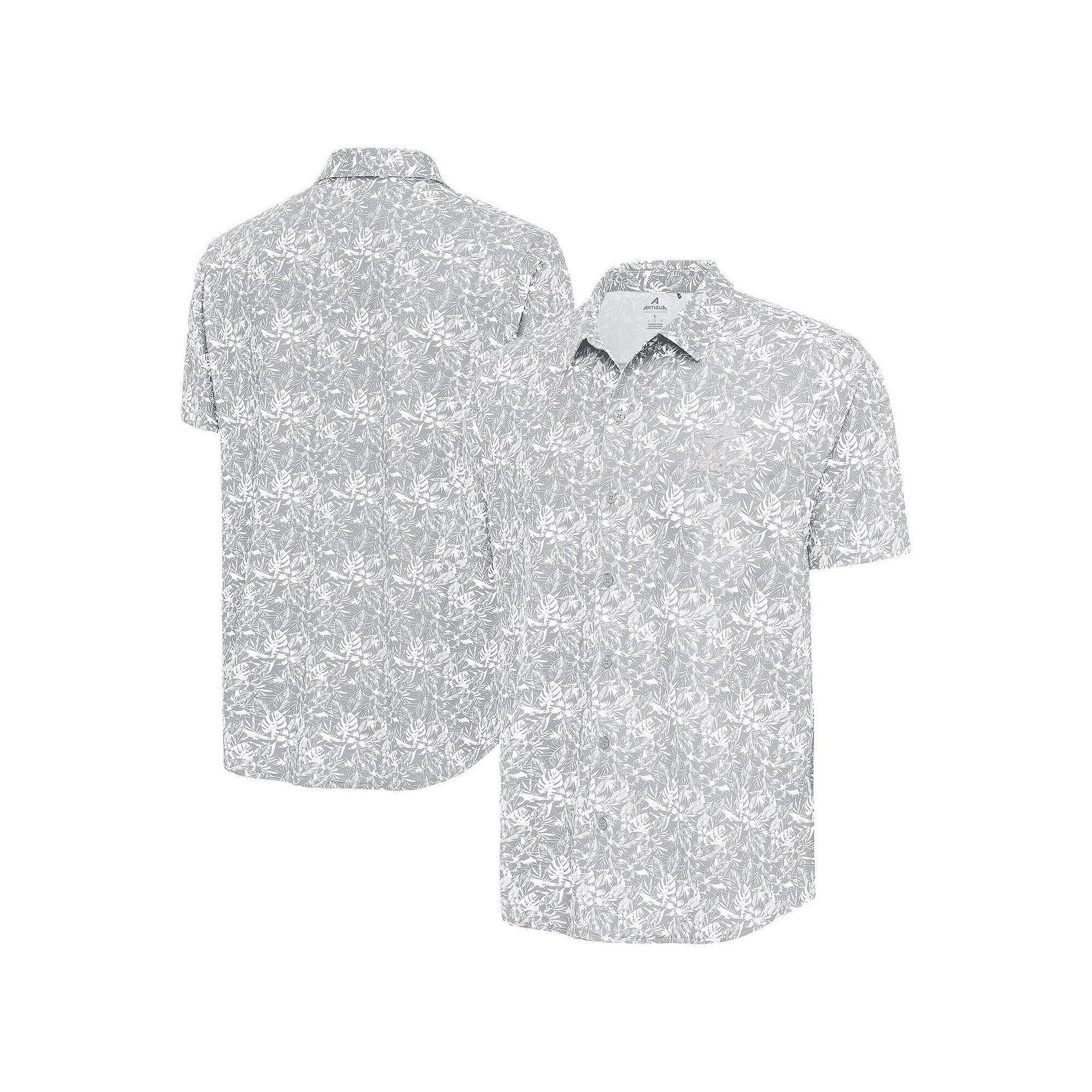 Men's Antigua Gray Miami Marlins Resort Button-Up Shirt, Size: Large, Grey Product Image