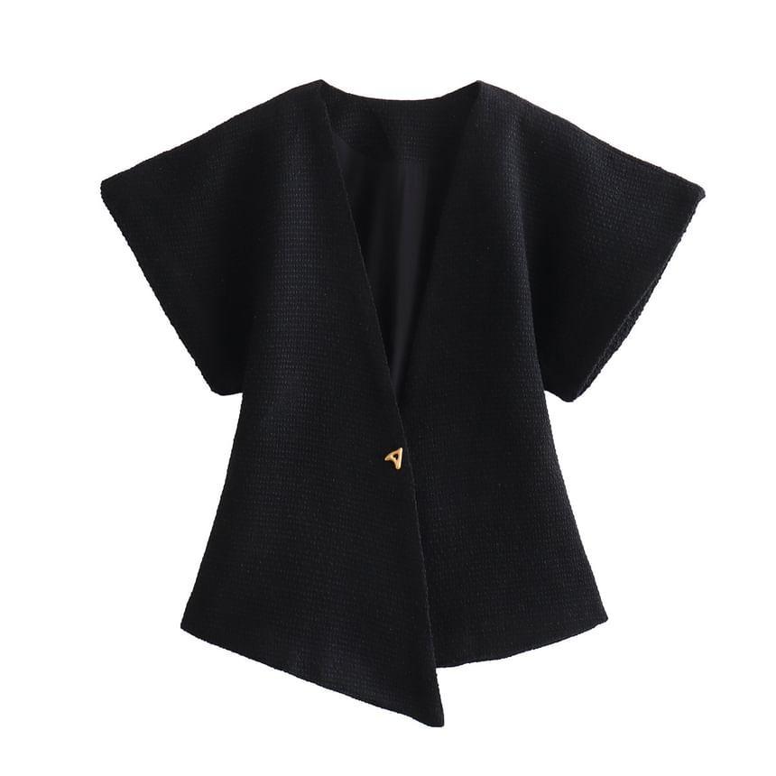 Short-Sleeve V-Neck Woven Blazer Product Image