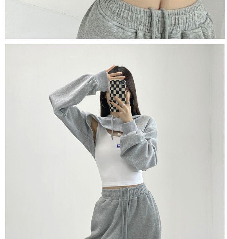 Crewneck Plain Crop Sweatshirt Product Image