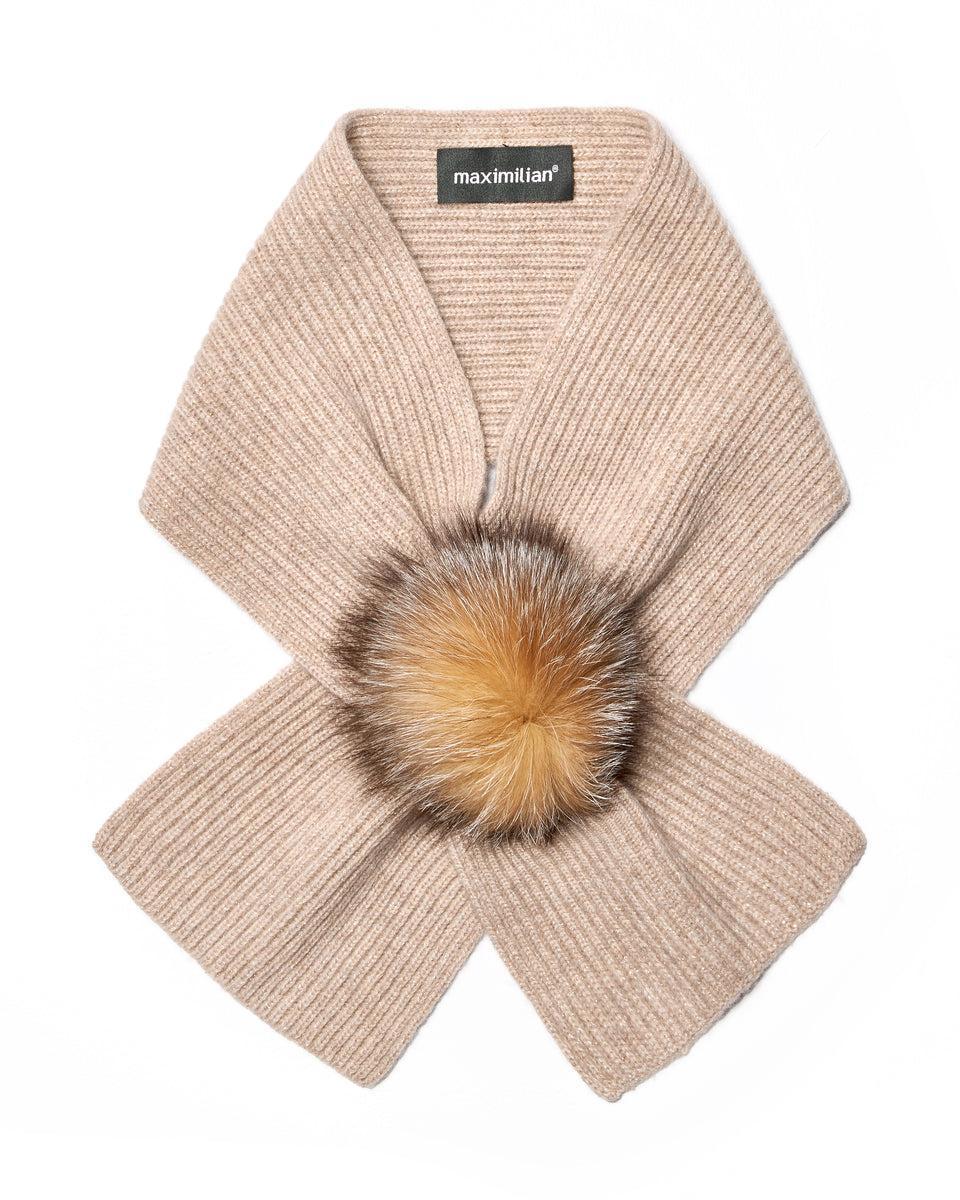 Knitted Wool Blend Scarf & Fox Trim Hat *Two Piece Set* Product Image