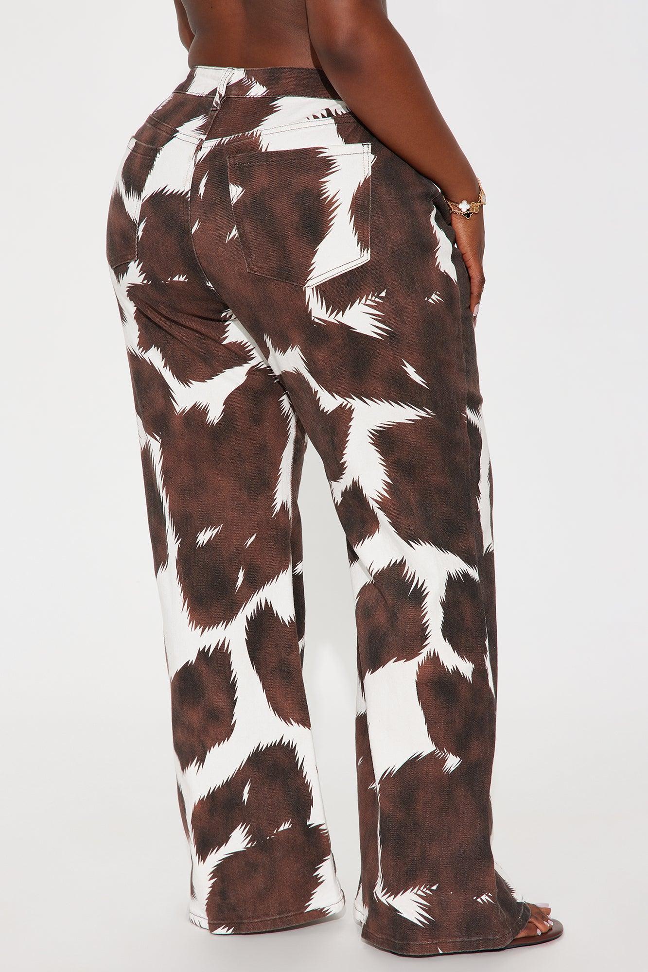 Horsing Around Printed Flare Jeans - Brown/combo Product Image