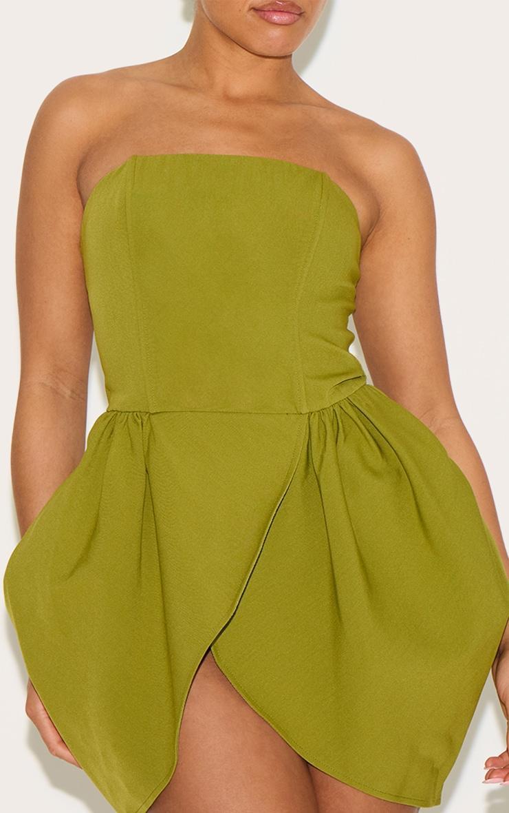  Shape Olive Woven Bandeau Tulip Mini Dress Product Image