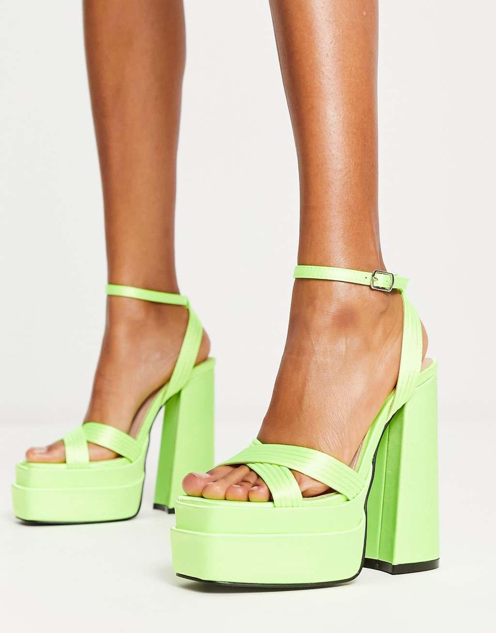 Glamorous satin platform heeled sandals Product Image