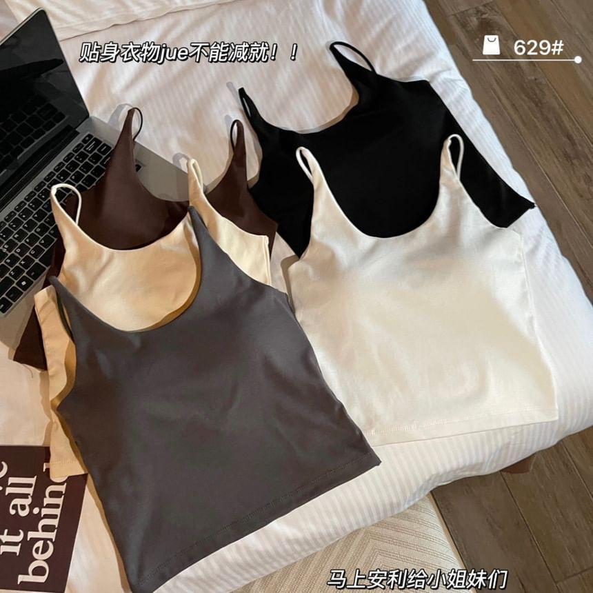 Scoop Neck Plain Padded Camisole Product Image