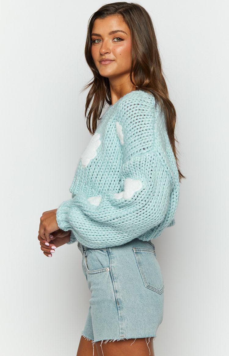 Cloudy Cloud Blue Knit Sweater Product Image