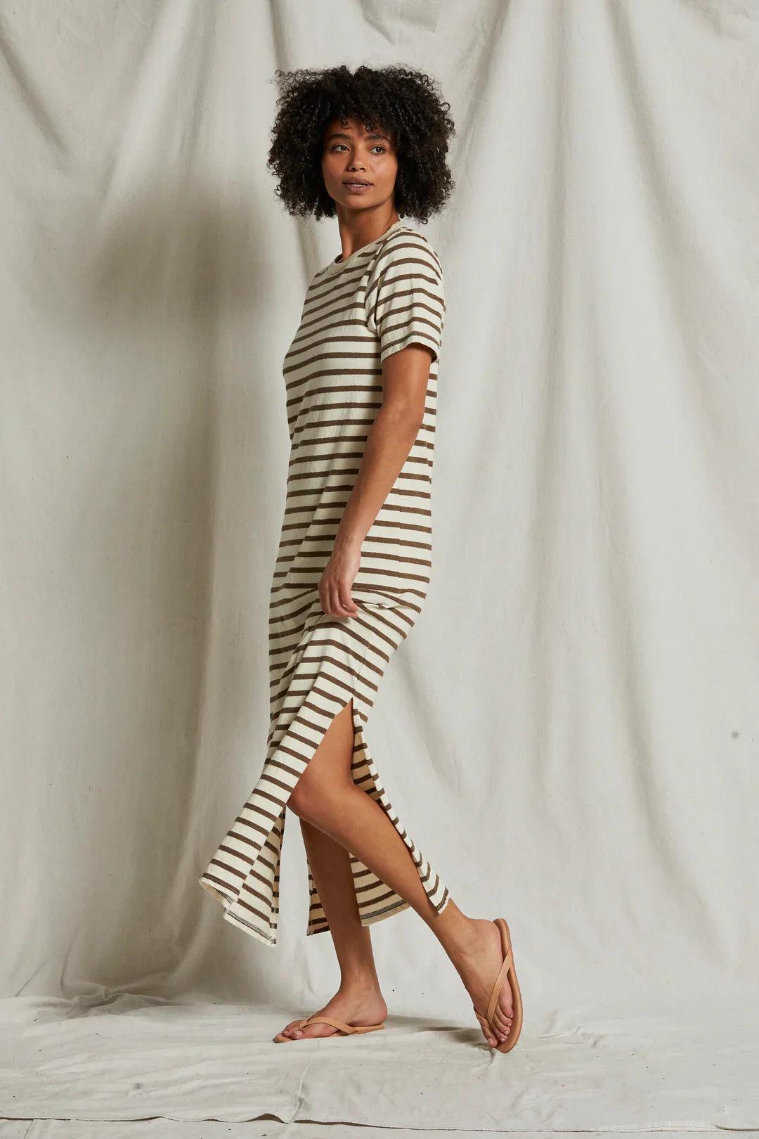 perfectwhitetee Lover Maxi Dress in Walnut Stripe Product Image