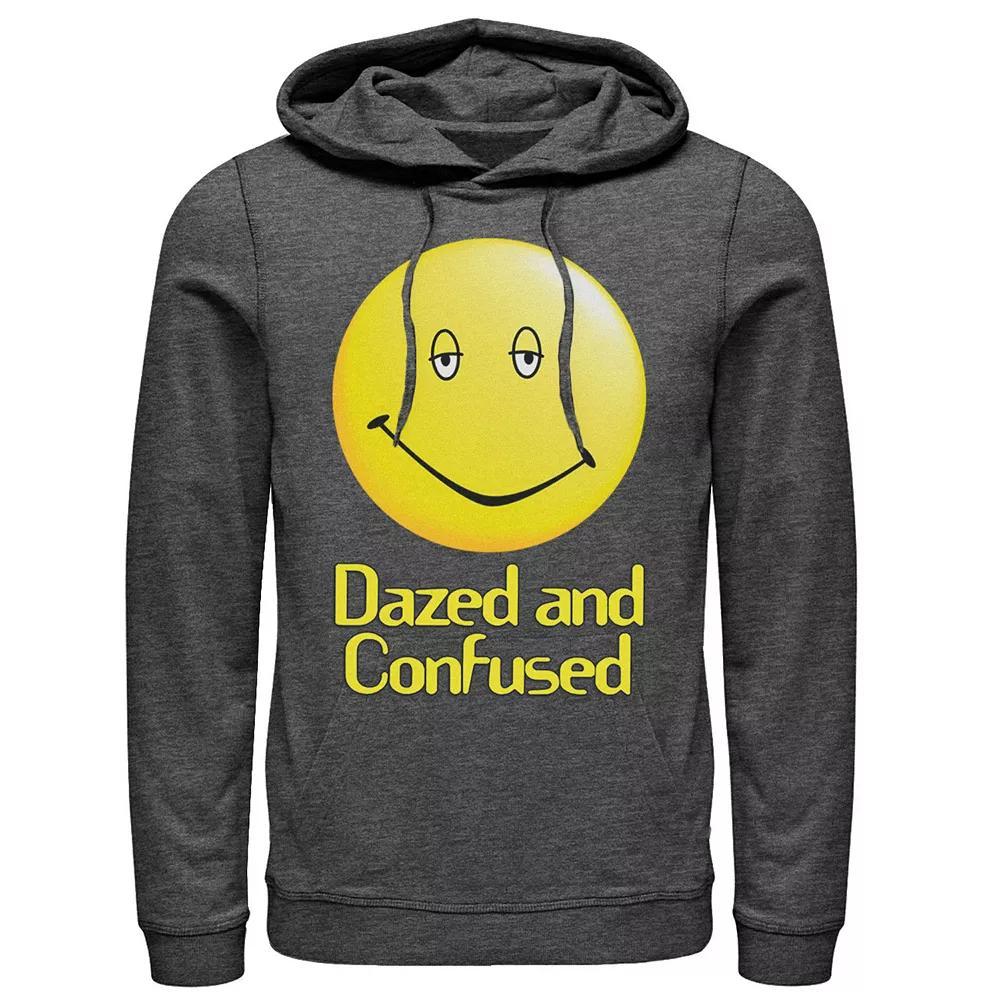 Men's Dazed And Confused Droopy Smiley Face Simple Background Hoodie, Size: Small, Grey Heather Product Image