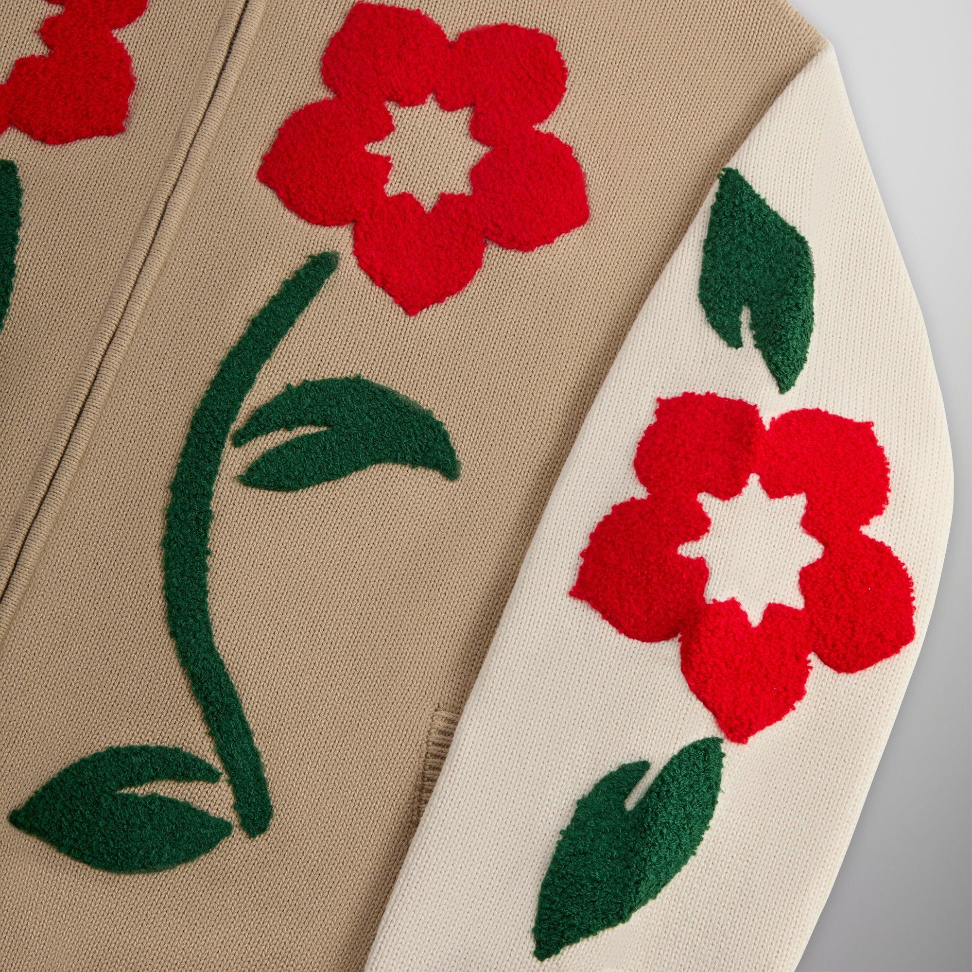 Kith Floral Crest Wyona Full Zip Sweater - Canvas Male Product Image