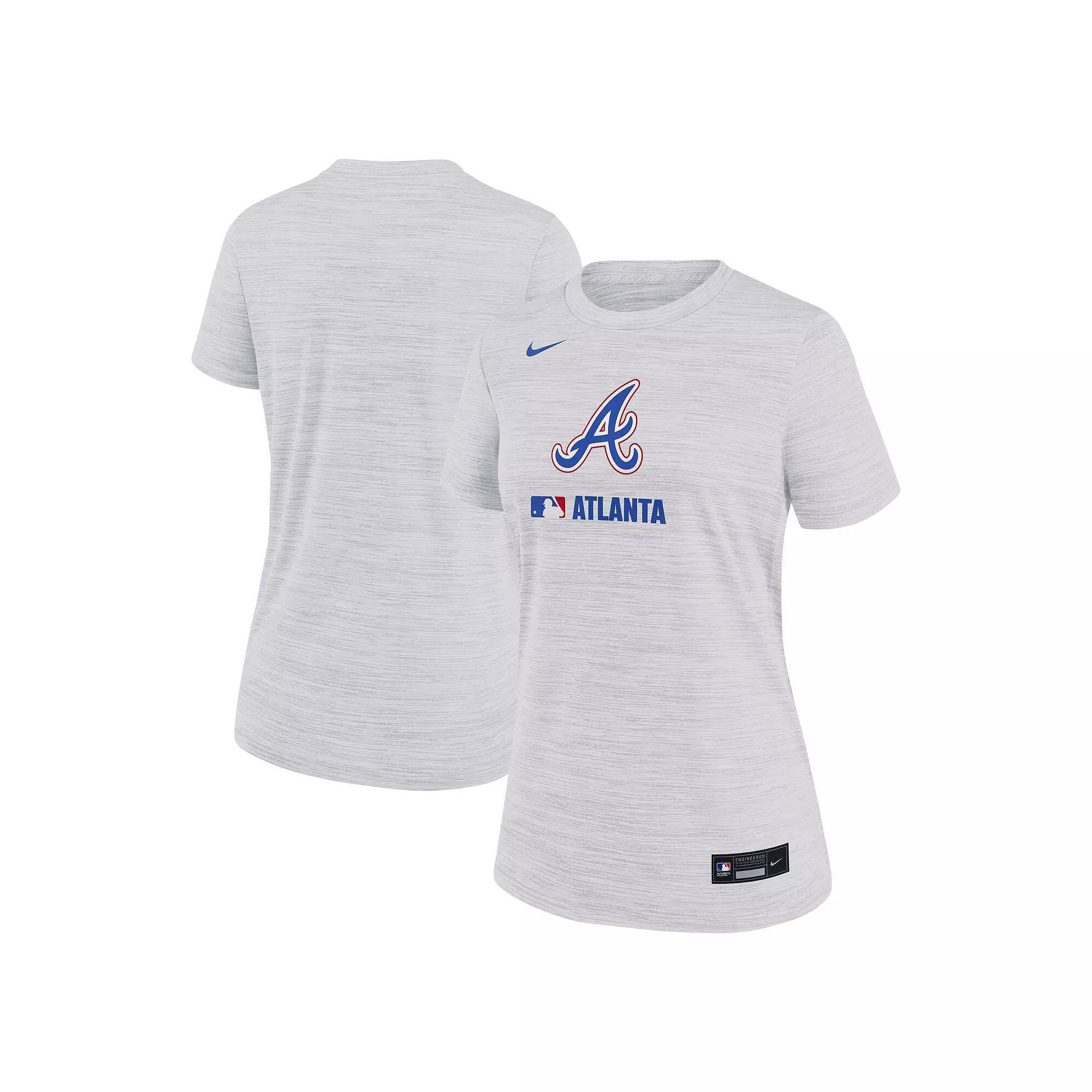 Women's Nike Ash Atlanta Braves Authentic Collection City Connect Velocity Performance T-Shirt, Size: Medium, Black Product Image