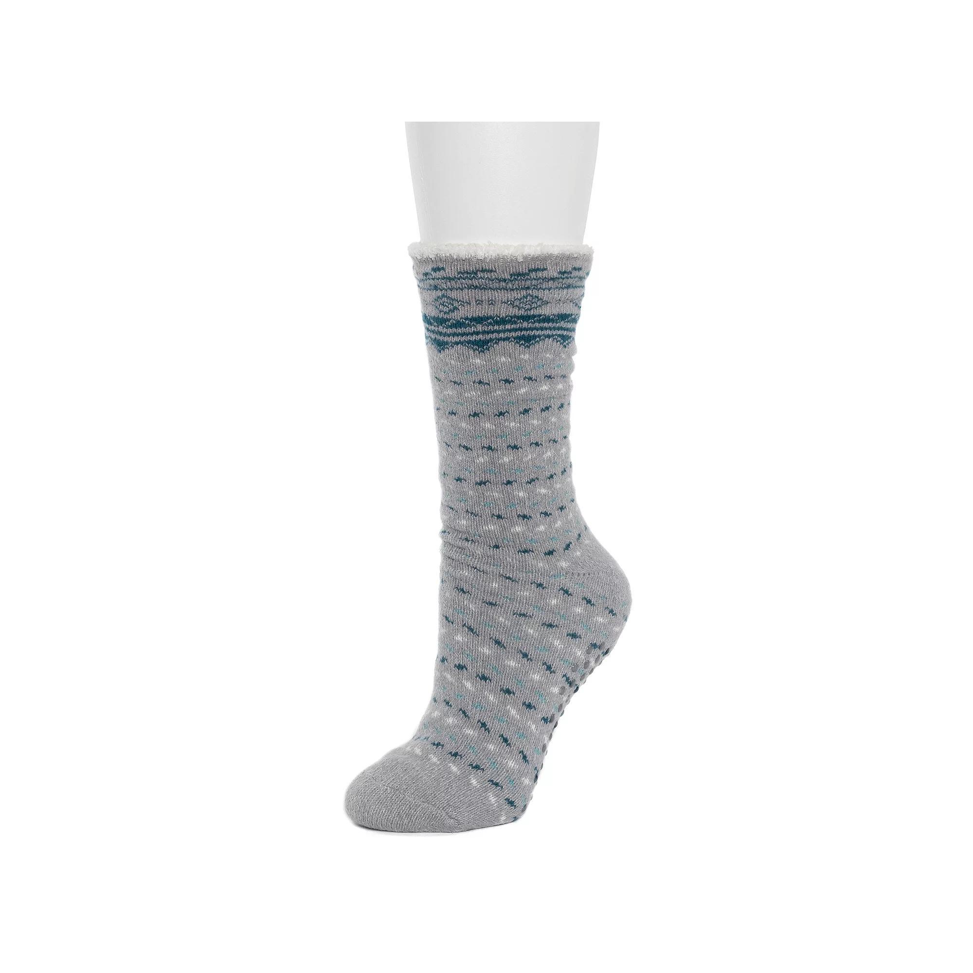 Women's Cuddl Duds® Boarder Geo Cozy Crew Lounge Slipper Socks, Size: 9-11, Gulf Coast Product Image