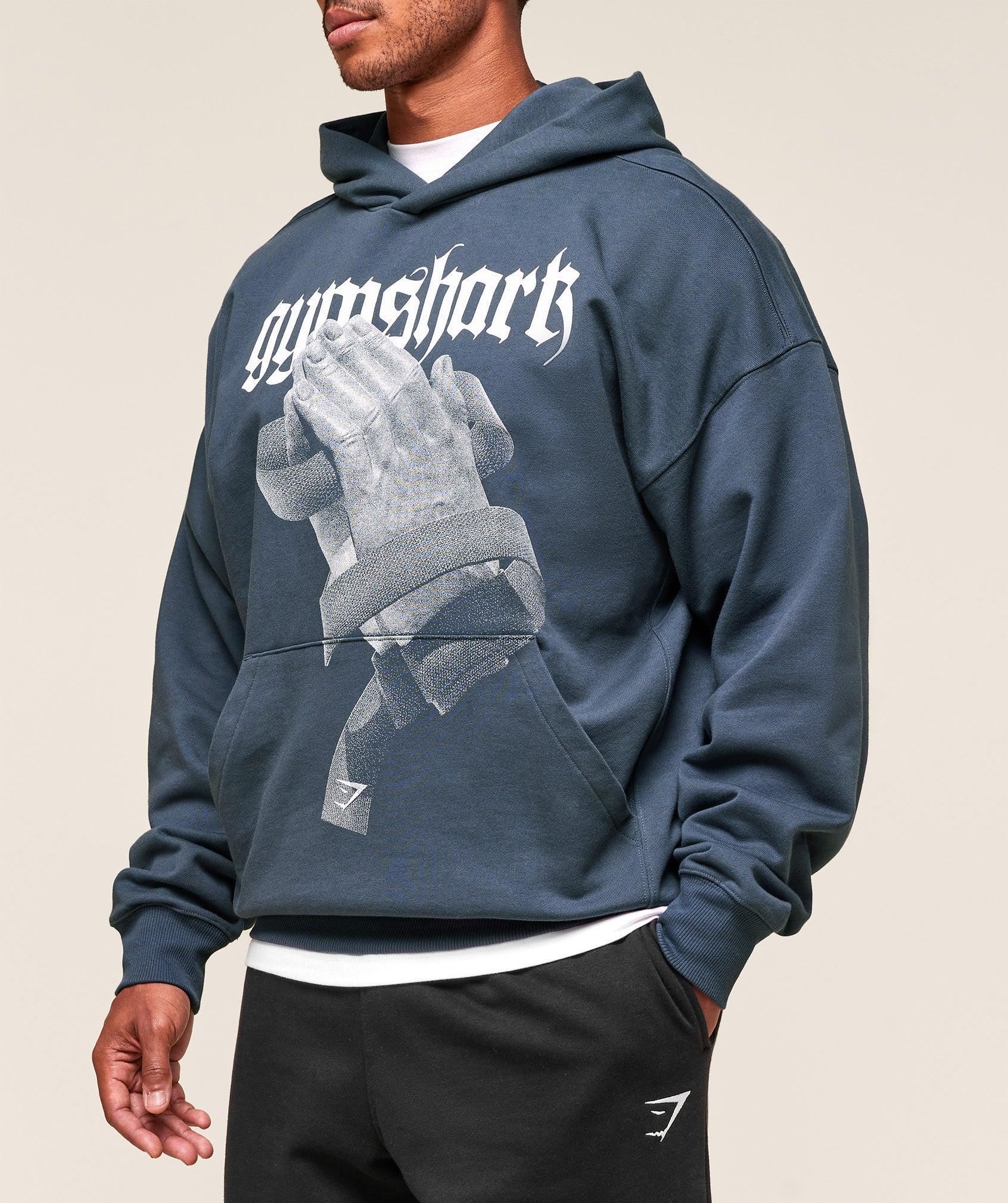 Gymshark Prayer Hands Hoodie - Titanium Blue Male Product Image
