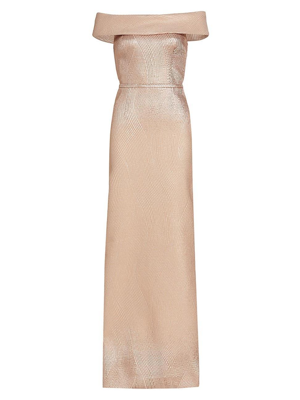 Womens Metallic Off-The-Shoulder Wavy Rib-Knit Gown Product Image