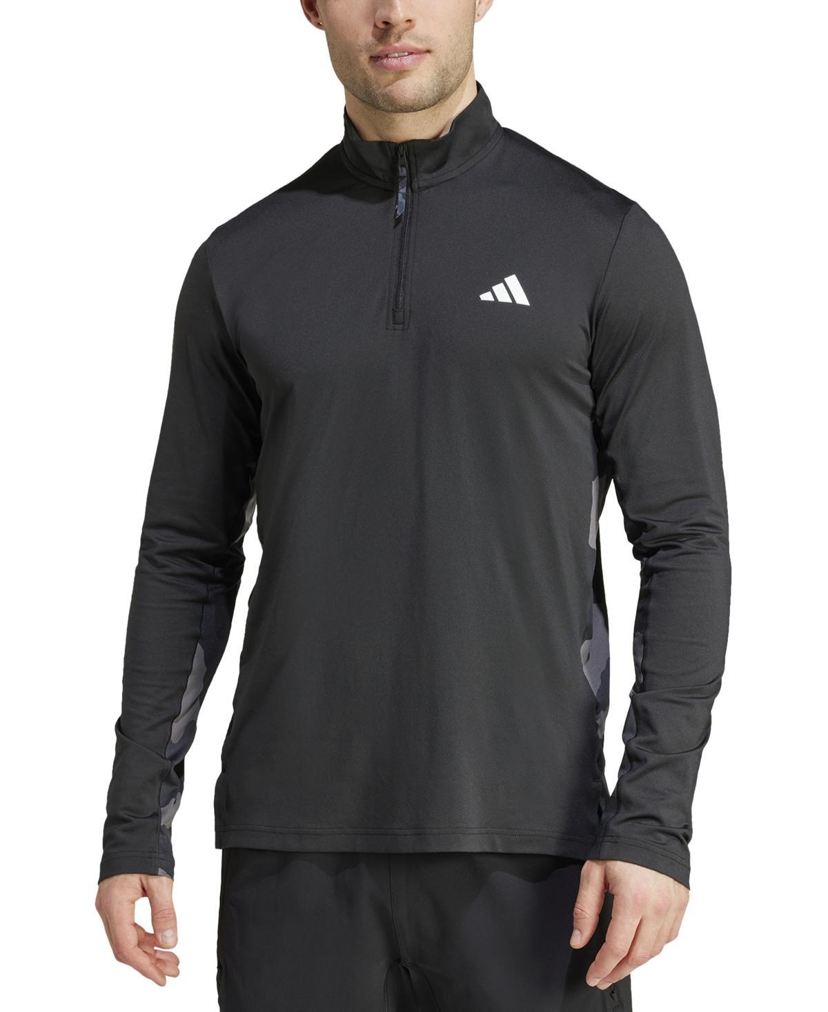 adidas Mens Quarter-Zip Camo Panel Sweatshirt Product Image