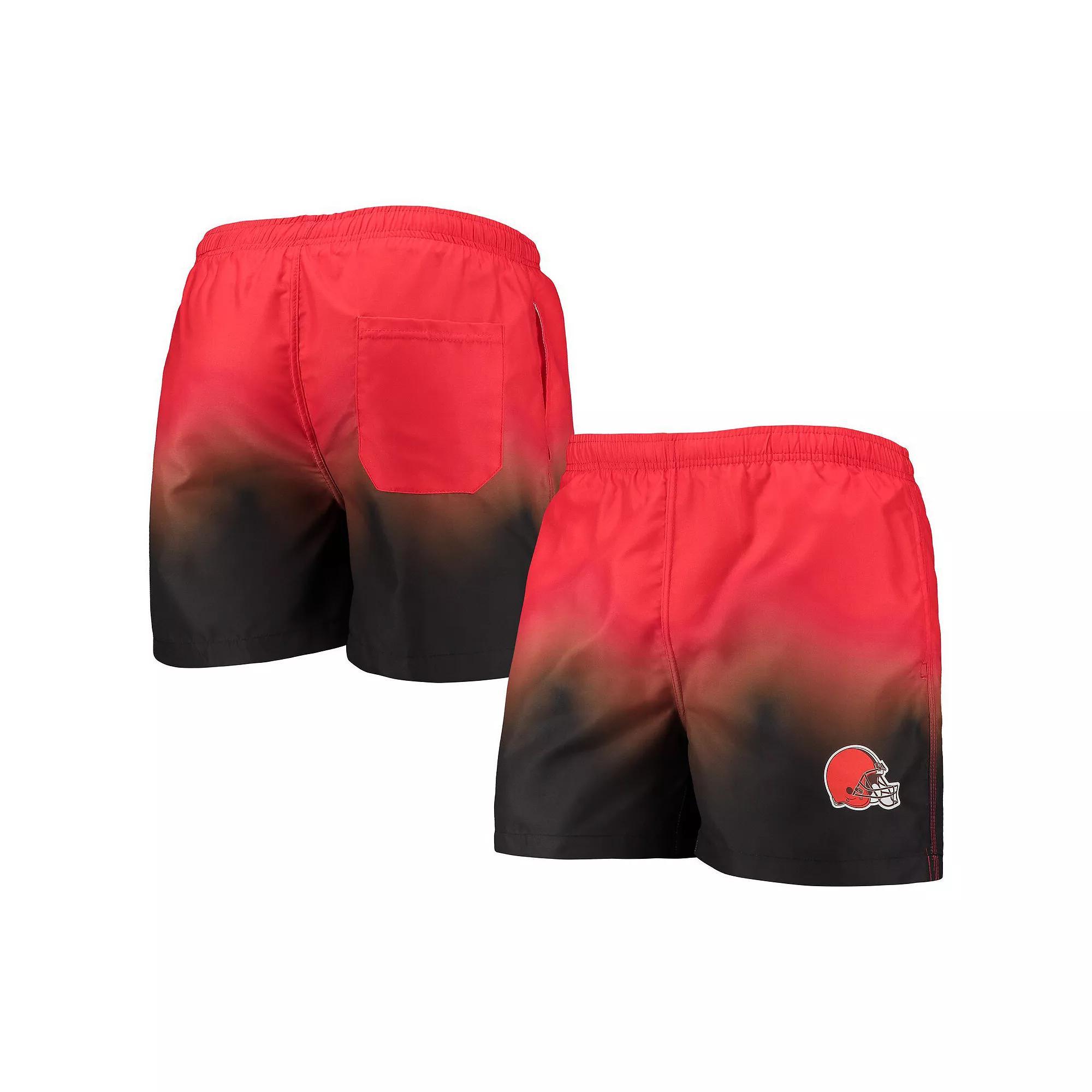 Men's FOCO Orange/Brown Cleveland Browns Dip-Dye Swim Shorts, Size: Large Product Image