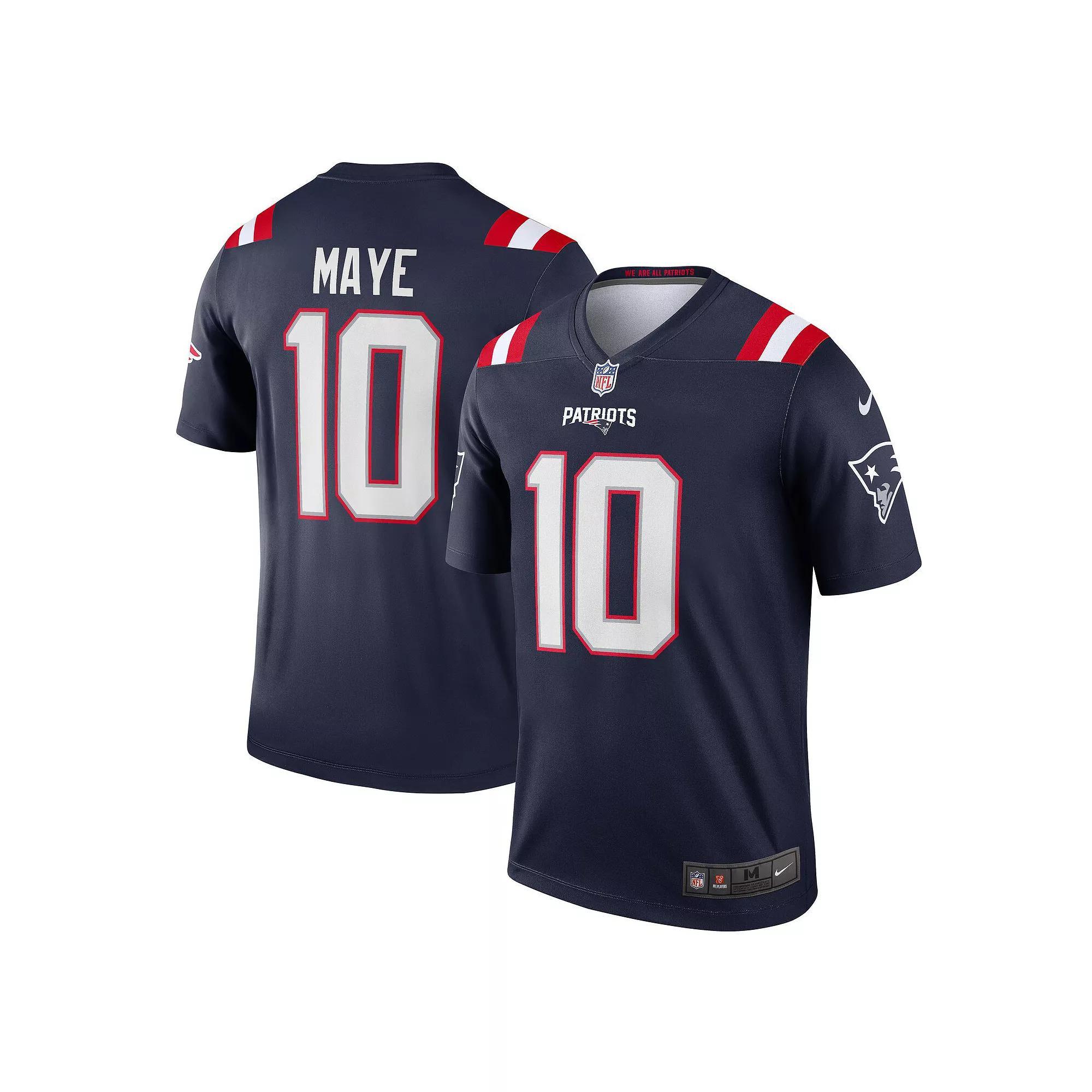 Men's Nike Drake Maye Navy New England Patriots Team Legend Player Performance Top, Size: Small, Blue Product Image