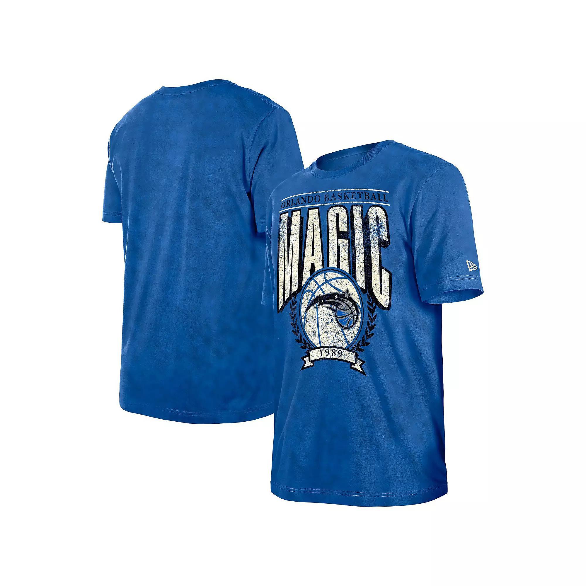 Men's New Era  Blue Orlando Magic Hardwood Classics Oversized Boxy Mineral Wash T-Shirt, Size: Medium, Mag Blue Product Image