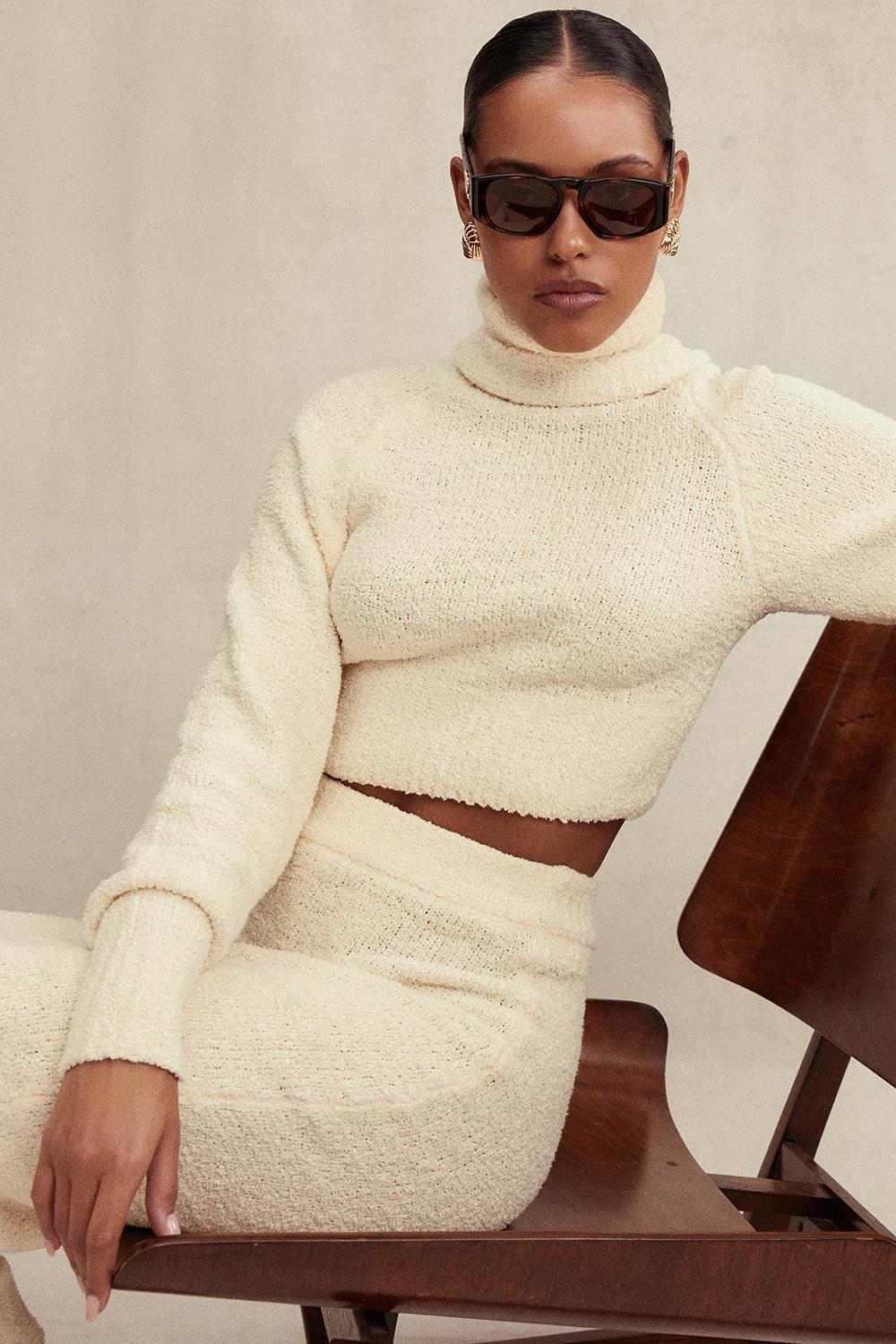 Adelita Chocolate Cashmere Blend Sweater Product Image