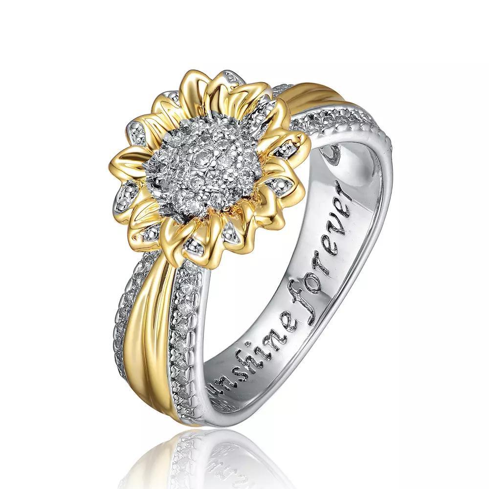 Two Tone Cubic Zirconia Nature Inspired Ring, Womens Two Tone White Product Image